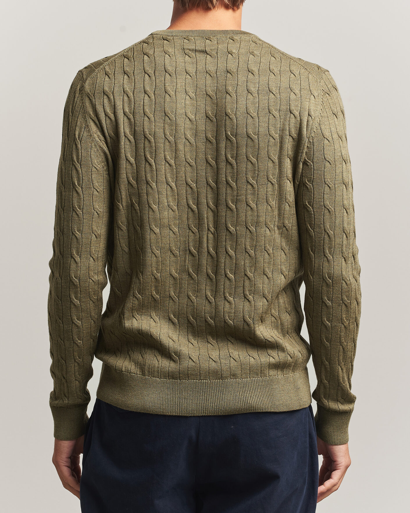 Herren | Pullover | Morris | Merino Cable O-Neck Olive