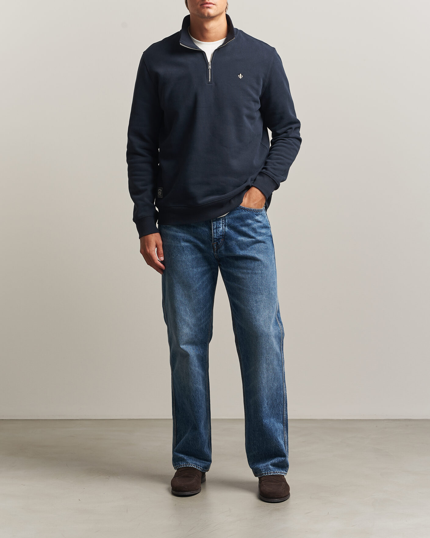 Herren | Pullover | Morris | Brandon Lily Half Zip Old Blue