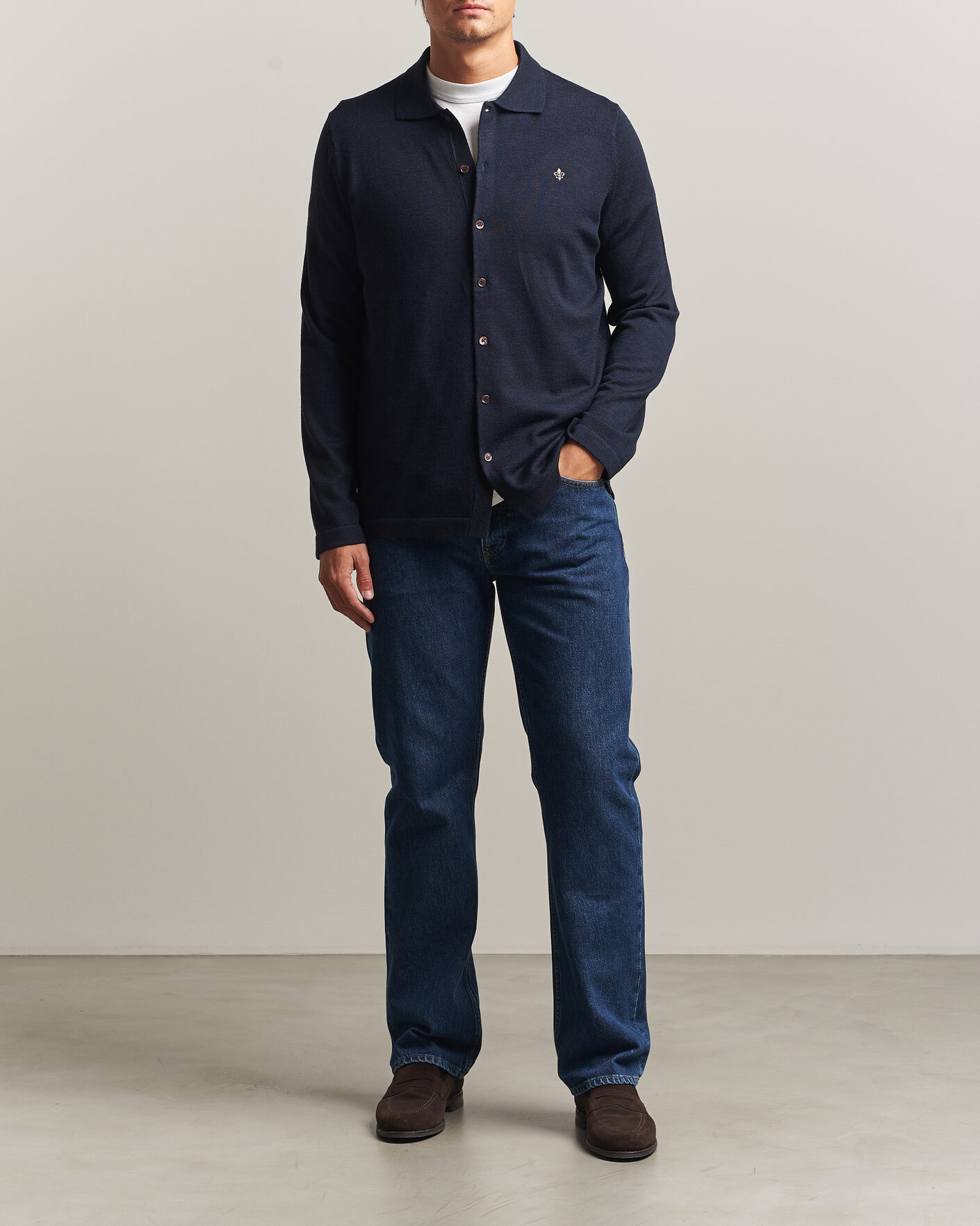Herren | Hemden | Morris | Merino Shirt Cardigan Navy