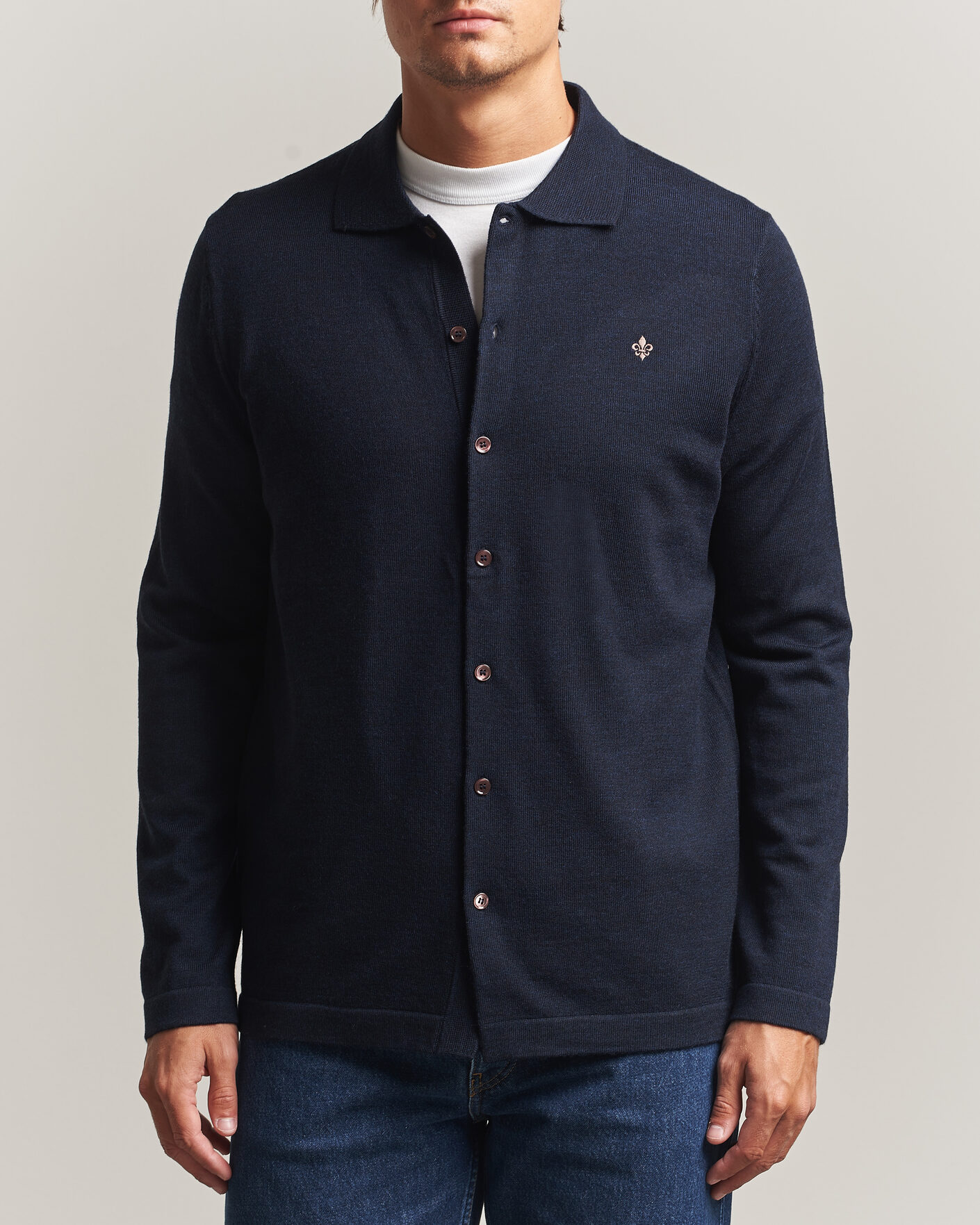 Herren | Hemden | Morris | Merino Shirt Cardigan Navy
