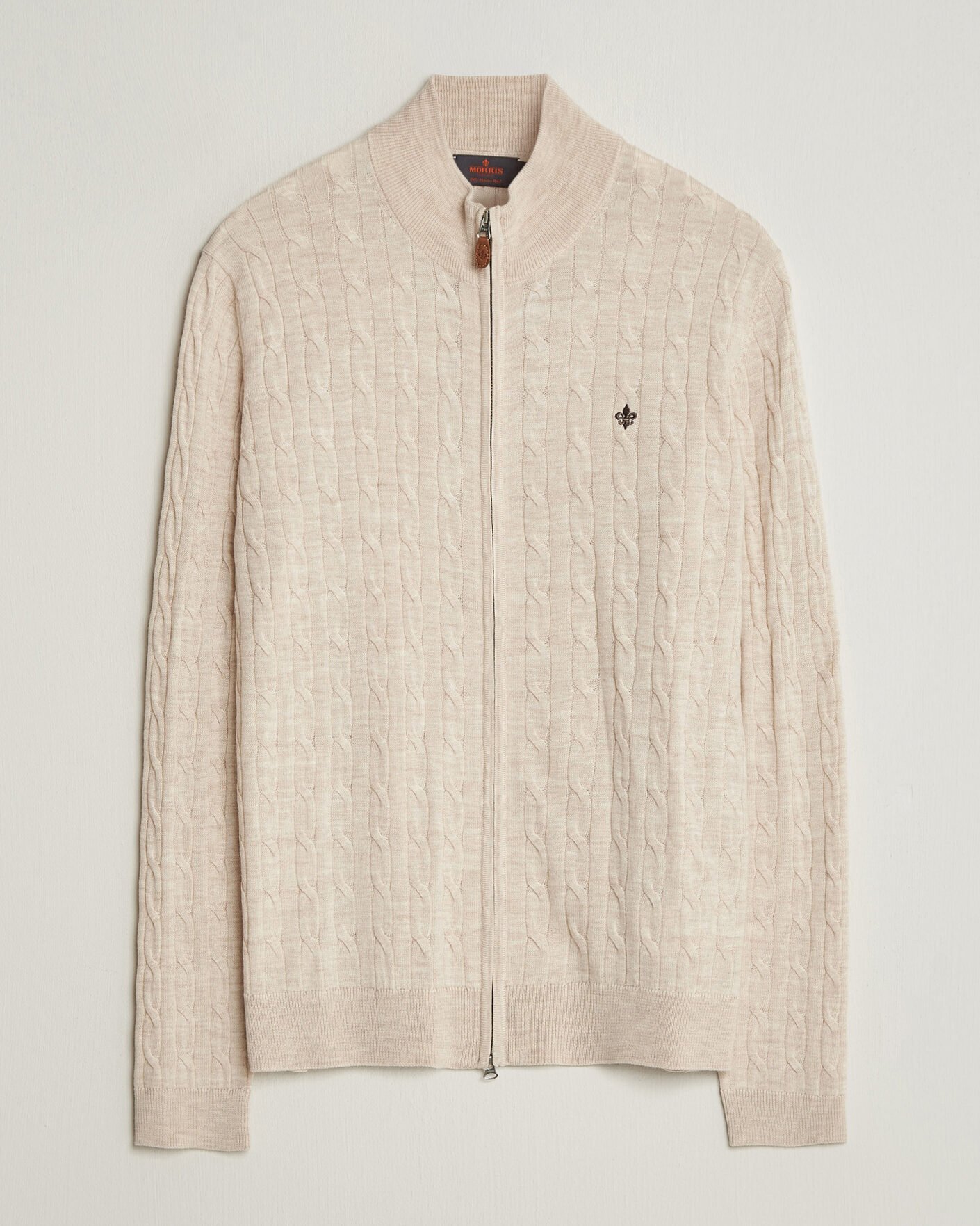 Herren | Pullover | Morris | Merino Cable Zip Cardigan Off White