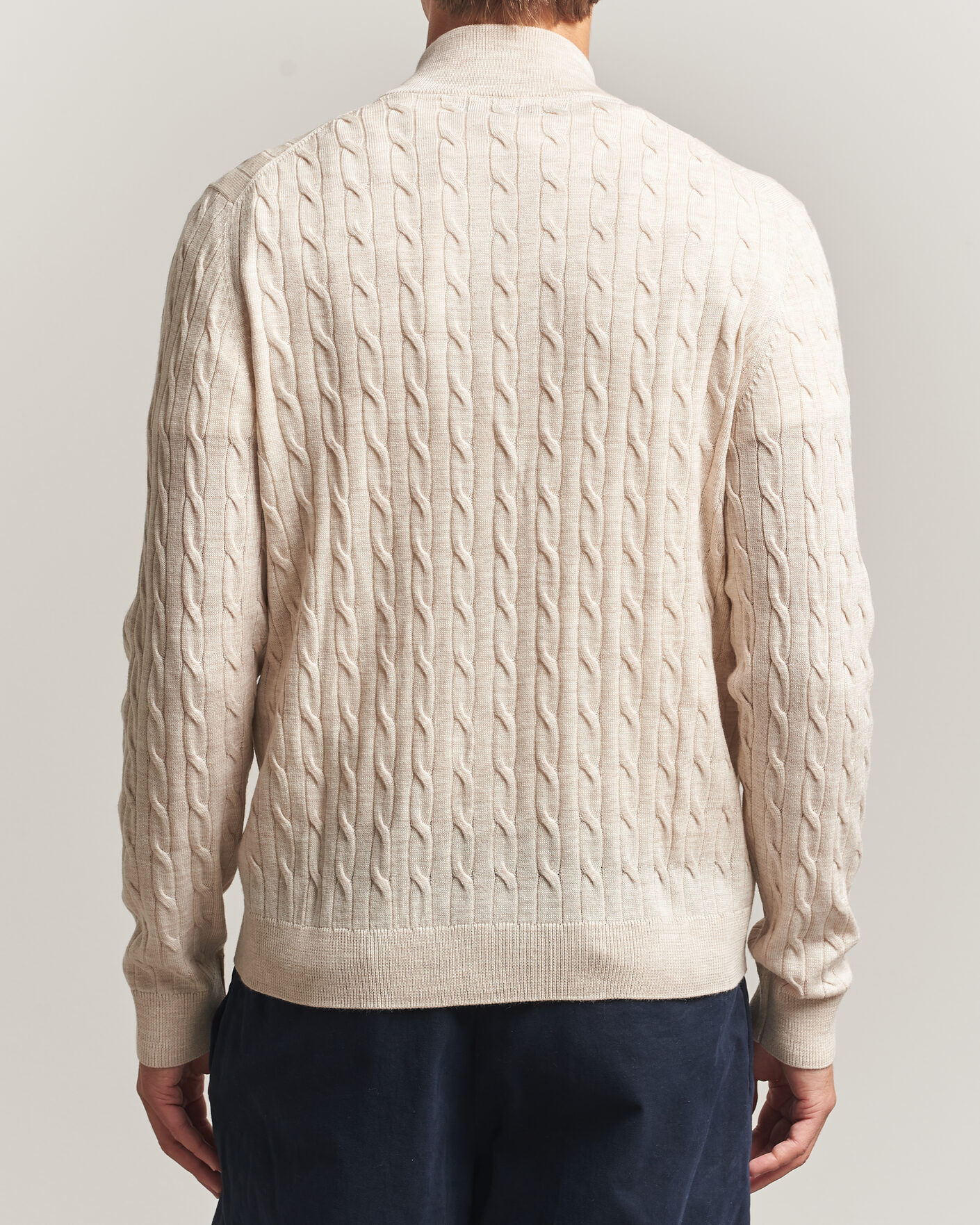 Herren | Pullover | Morris | Merino Cable Zip Cardigan Off White
