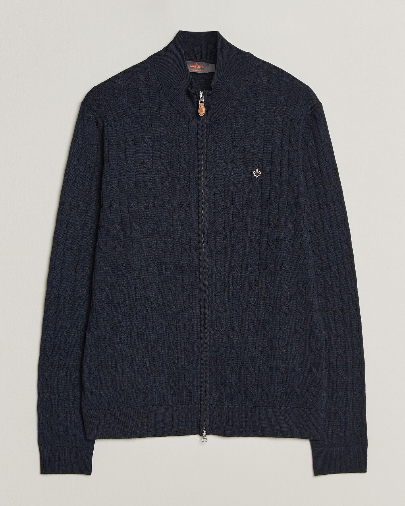 Herren | Pullover | Morris | Merino Cable Zip Cardigan Navy