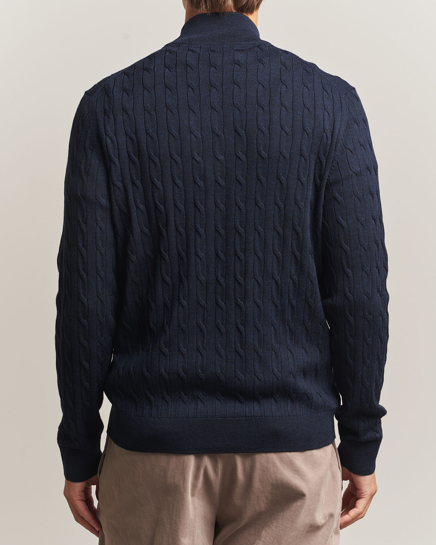 Herren | Pullover | Morris | Merino Cable Zip Cardigan Navy
