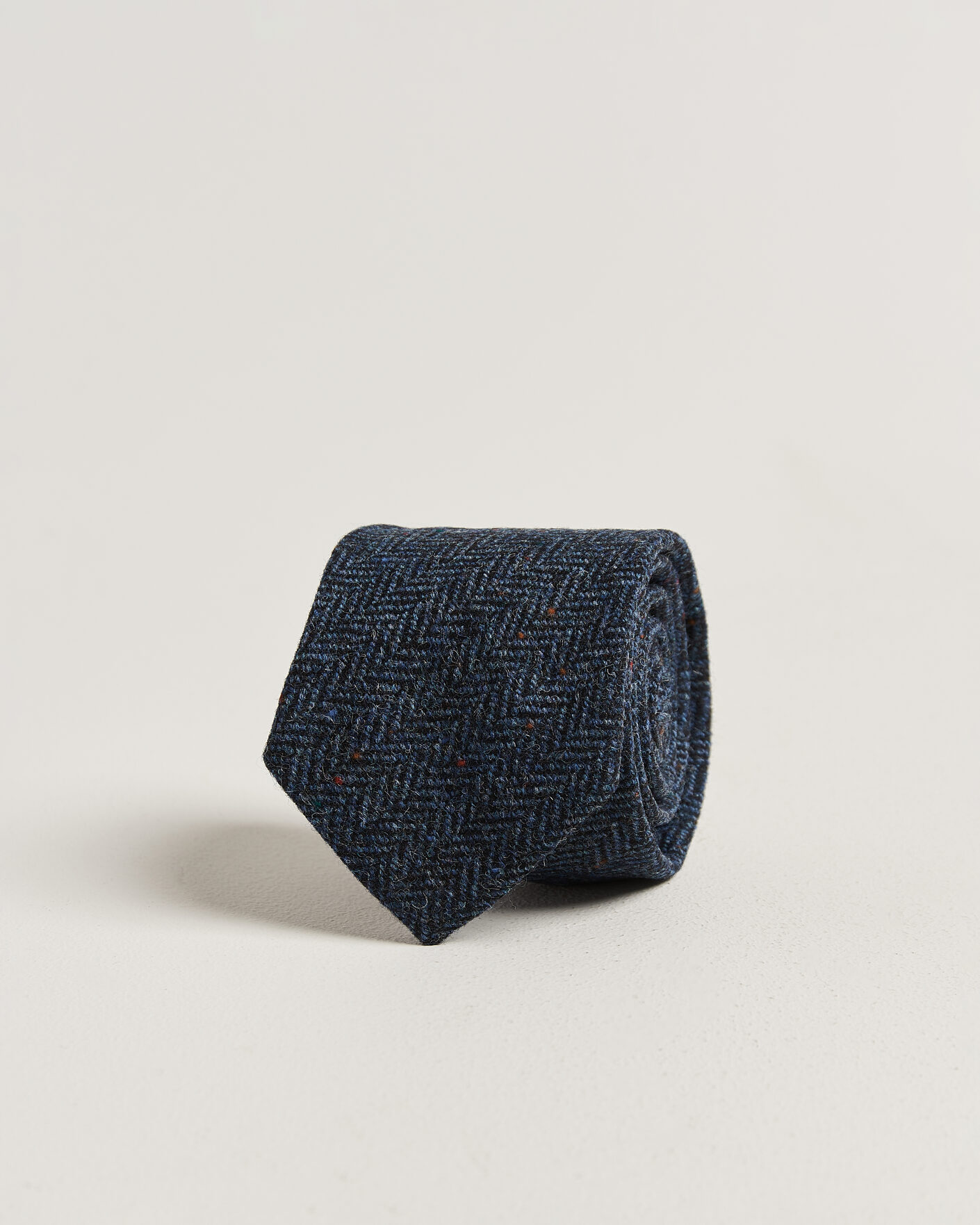 Herren | Krawatten | Amanda Christensen | Wool Herringbone 8cm Tie Navy