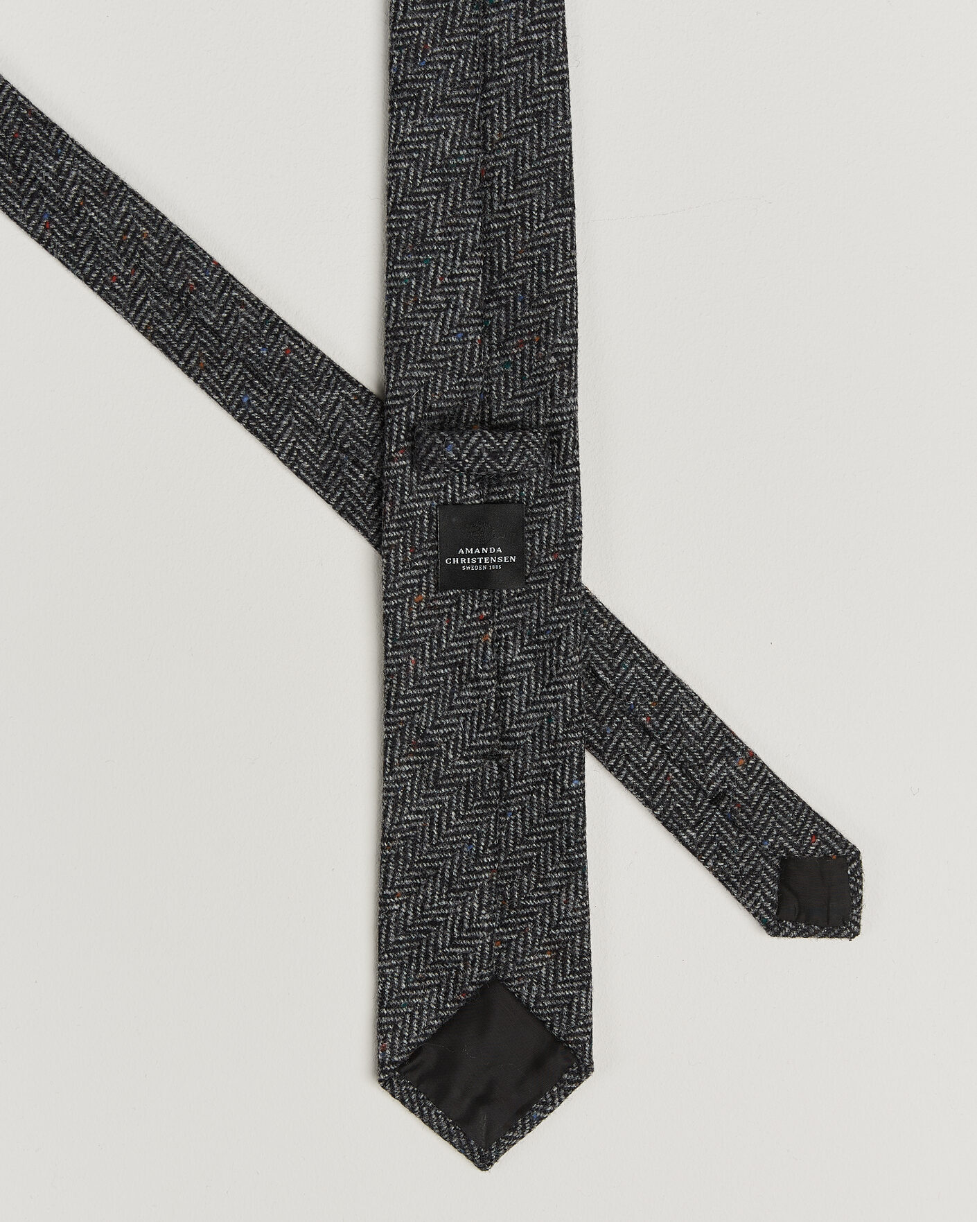 Herren | Krawatten | Amanda Christensen | Wool Herringbone 8cm Tie Grey
