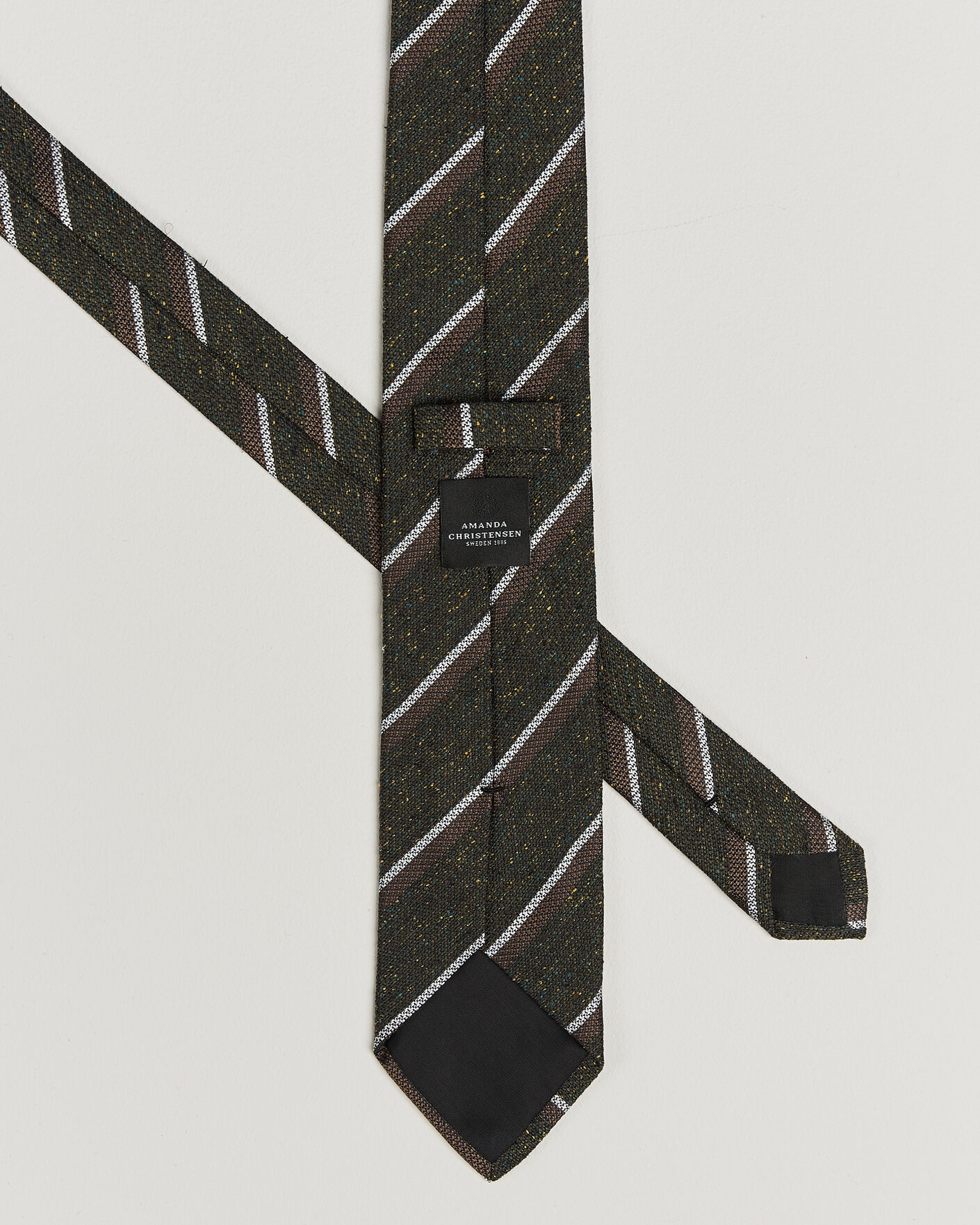 Herren | Krawatten | Amanda Christensen | Silk Bourette Striped 8cm Tie Green