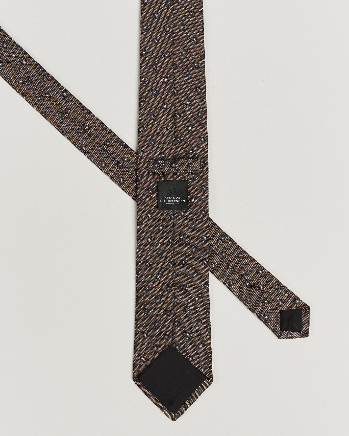 Herren | Krawatten | Amanda Christensen | Silk Bourette Paisley 8cm Tie Brown