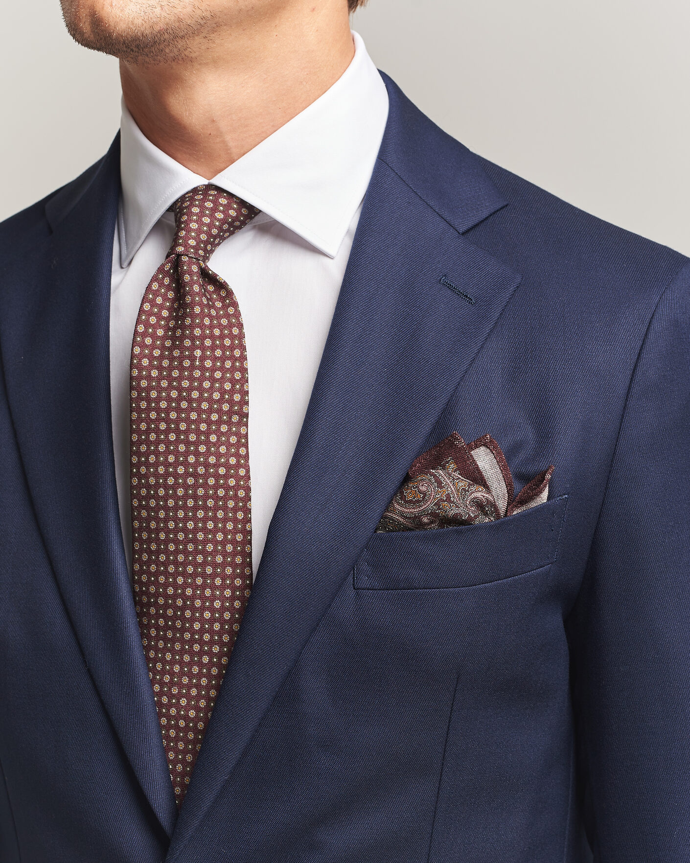 Herren | Krawatten | Amanda Christensen | Box Set Wool 8 cm Tie And Pocket Square Wine