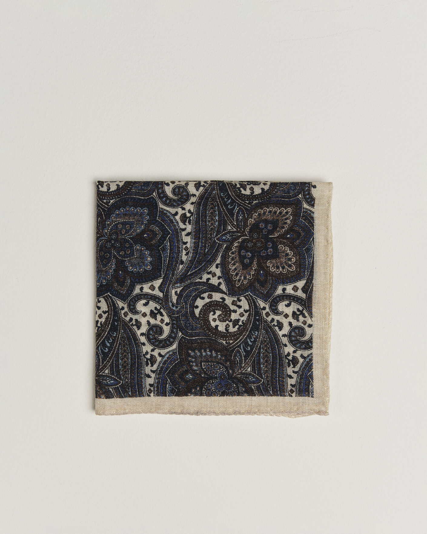 Herren | Einstecktücher | Amanda Christensen | Wool Large Paisley Pocket Square Cream