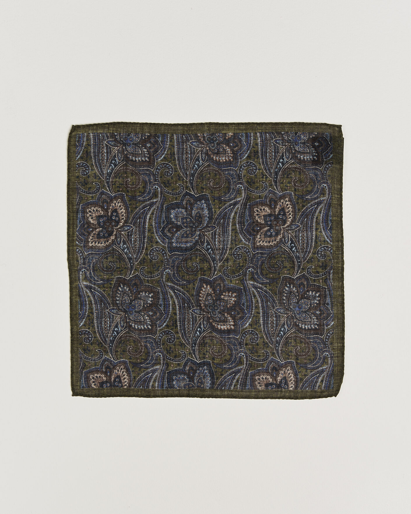 Herren | Einstecktücher | Amanda Christensen | Wool Large Paisley Pocket Square Green