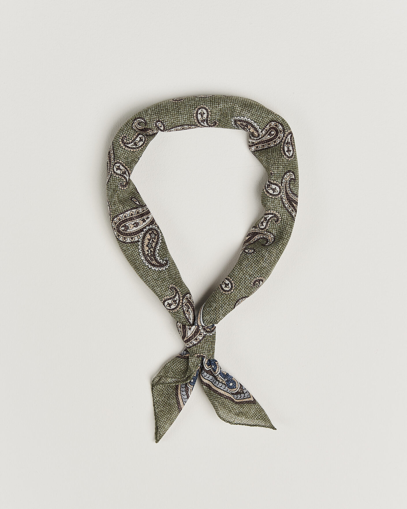 Herren | Tücher | Amanda Christensen | Cotton Voile Printed Paisley Bandana Green
