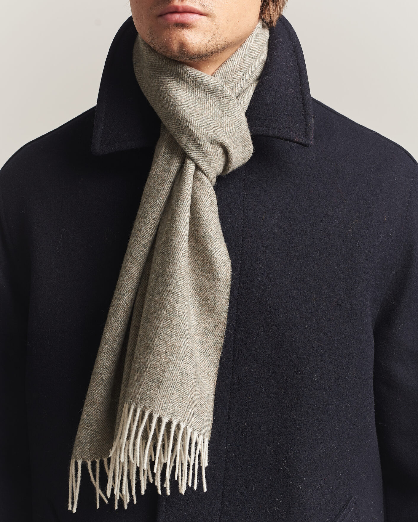 Herren | Schals | Amanda Christensen | Wool Herringbone Scarf Green