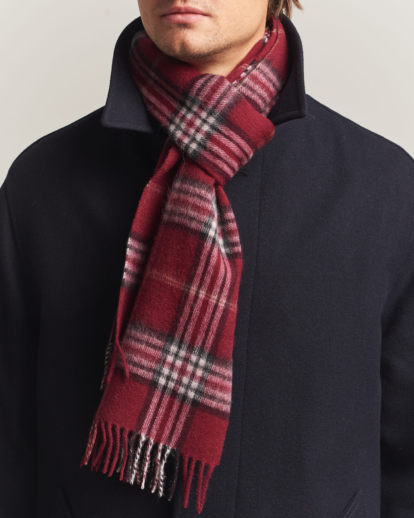 Herren | Schals | Amanda Christensen | Wool Check Scarf Bordeaux