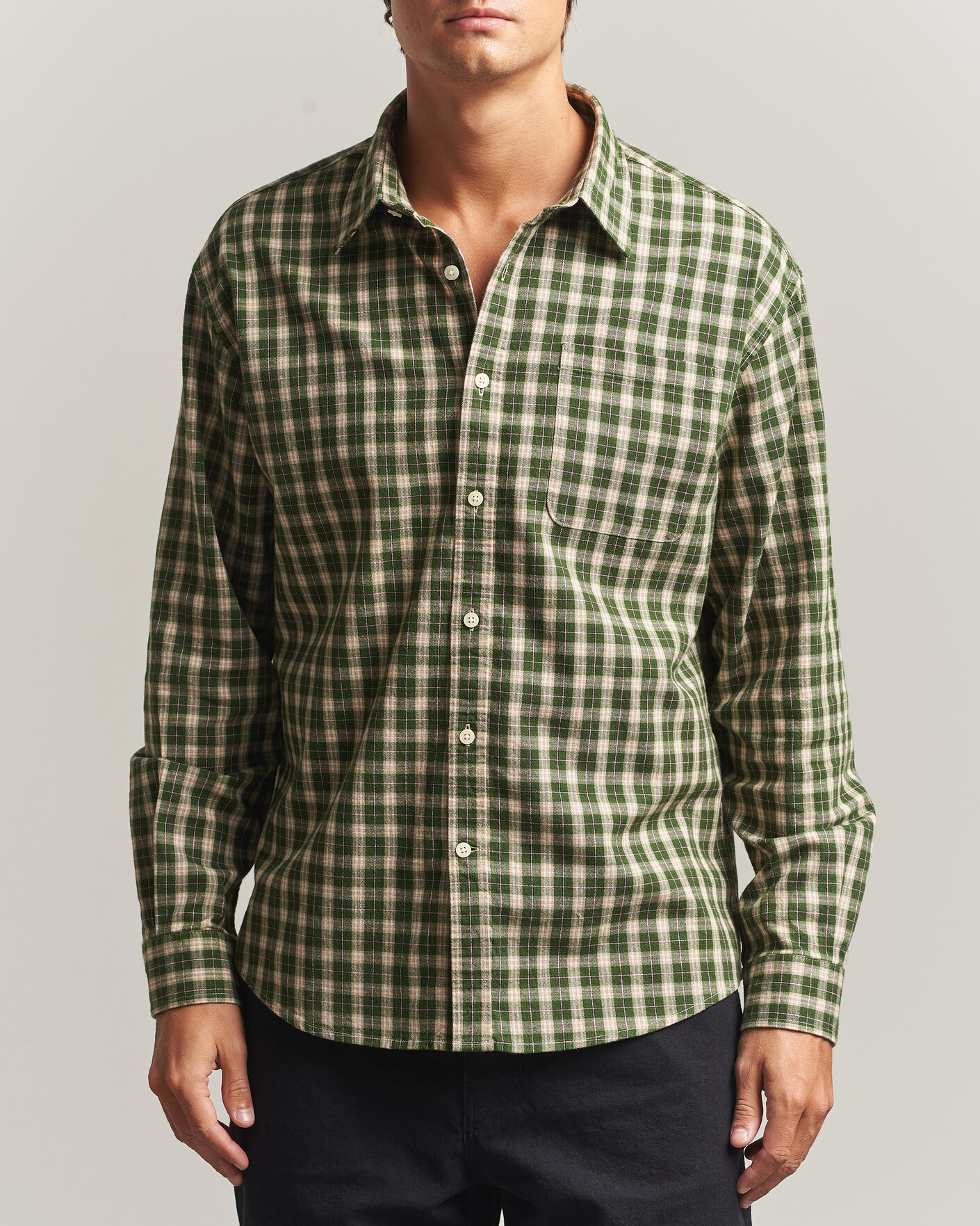Herren | Hemden | NN07 | Deon Flannel Shirt Eden Green Check