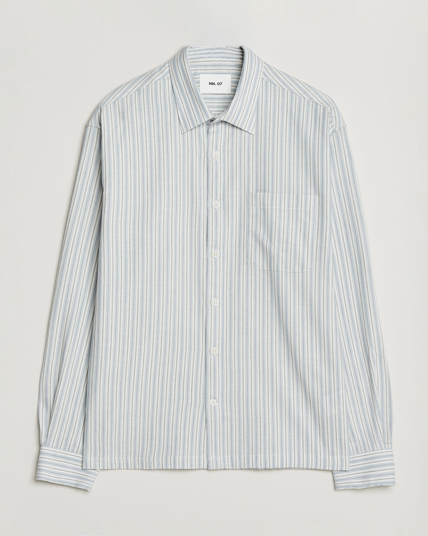 Herren | Hemden | NN07 | Deon Brushed Cotton Striped Shirt Blue
