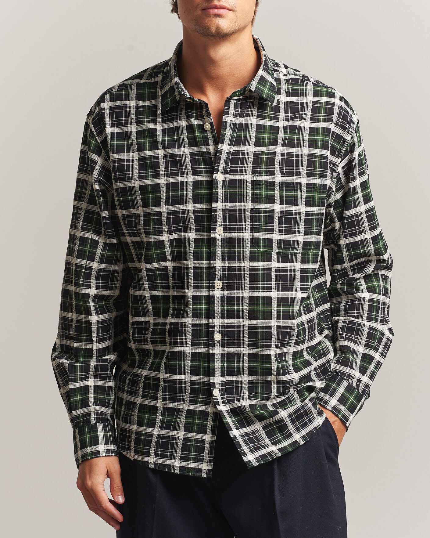 Herren | Hemden | NN07 | Deon Cotton Checked Shirt Fern Green