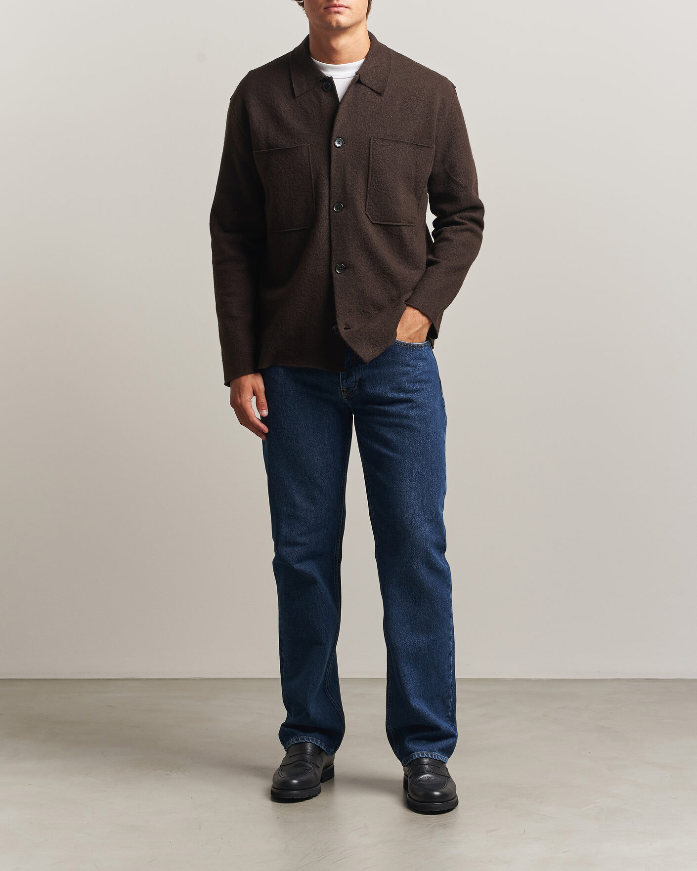 Herren | Pullover | NN07 | Jonas Boiled Wool Cardigan Deep Truffle