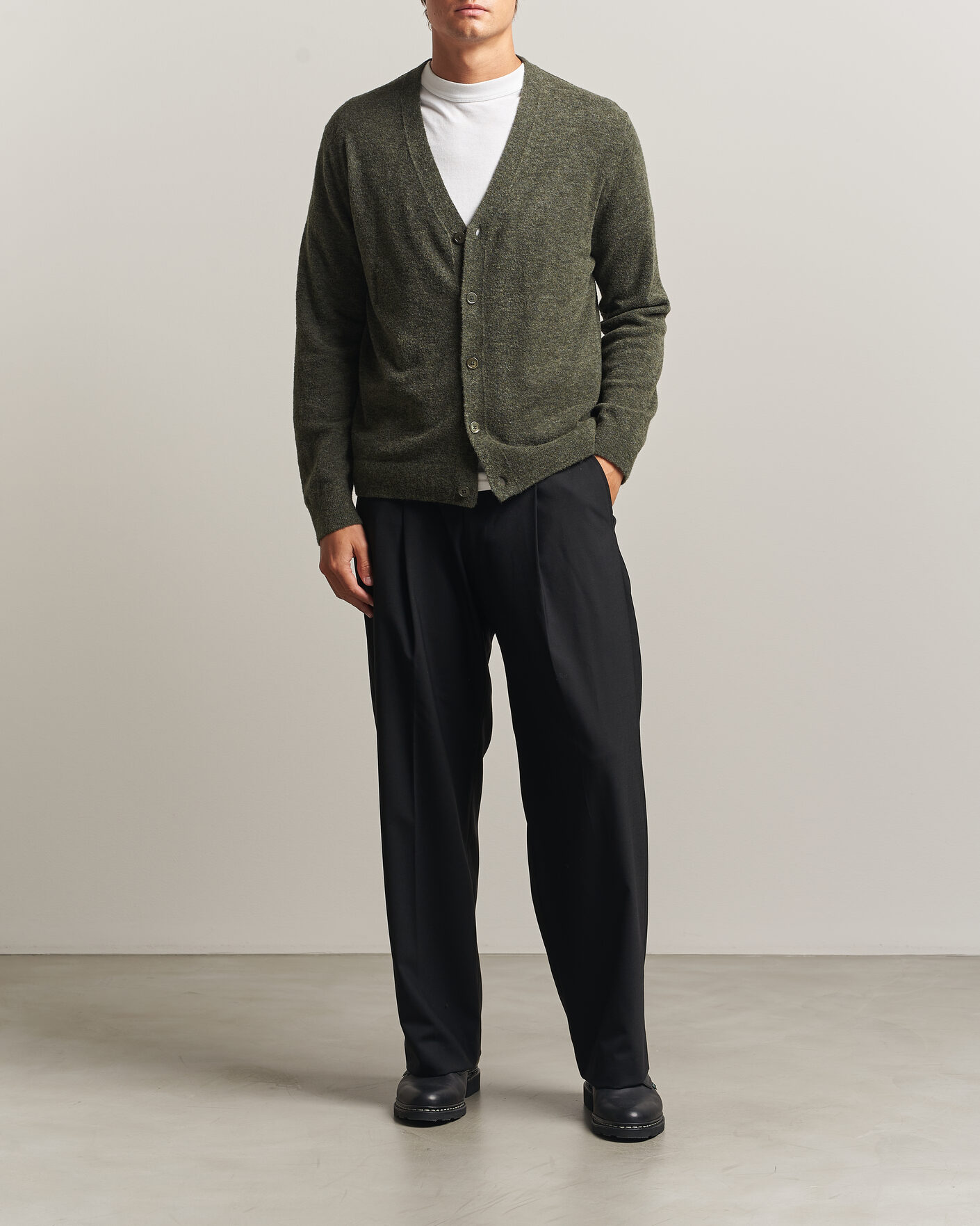 Herren | Pullover | NN07 | Gavin Brushed Wool Knitted Cardigan Dark Army