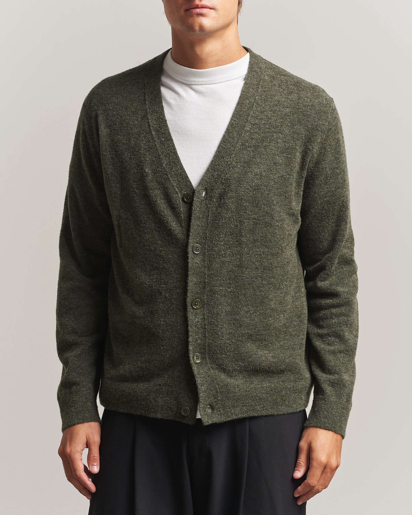Herren | Pullover | NN07 | Gavin Brushed Wool Knitted Cardigan Dark Army