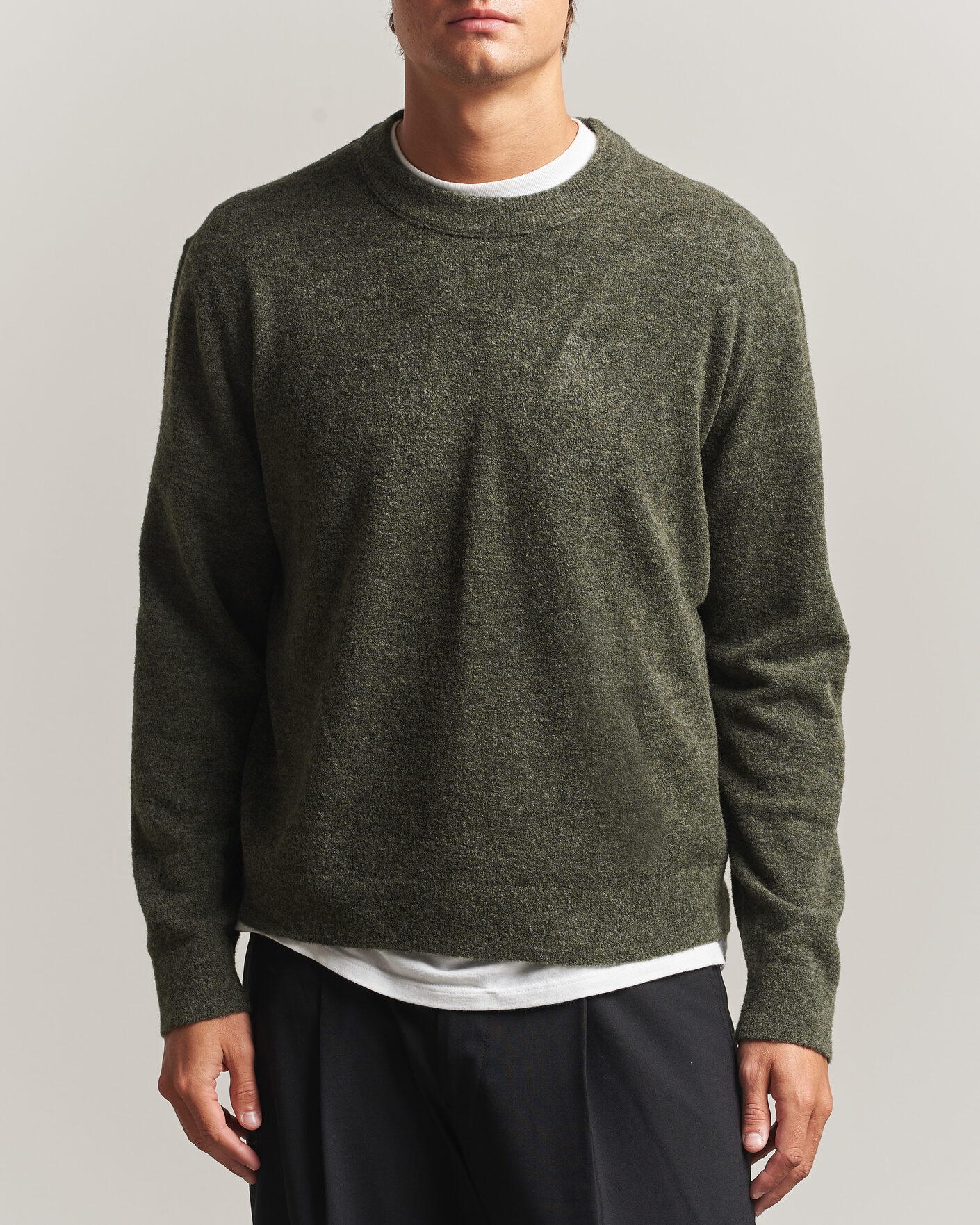 Herren | Pullover | NN07 | Gavin Brushed Wool Knitted Sweater Dark Army