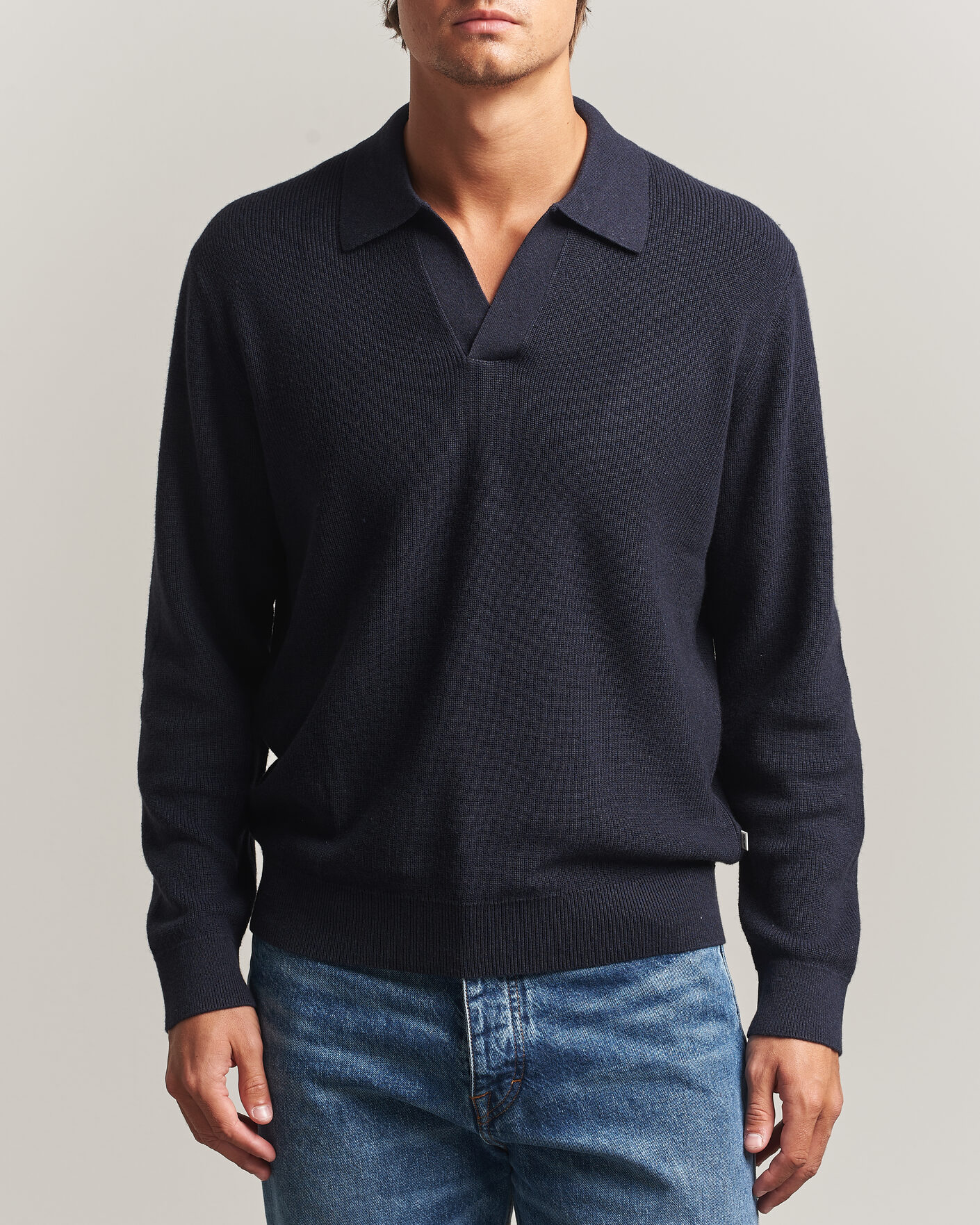 Herren | Pullover | NN07 | Hope Cotton/Cashmere Rib Knitted Polo Navy
