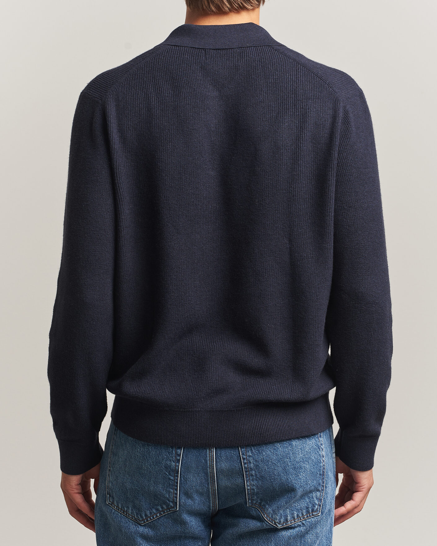 Herren | Pullover | NN07 | Hope Cotton/Cashmere Rib Knitted Polo Navy
