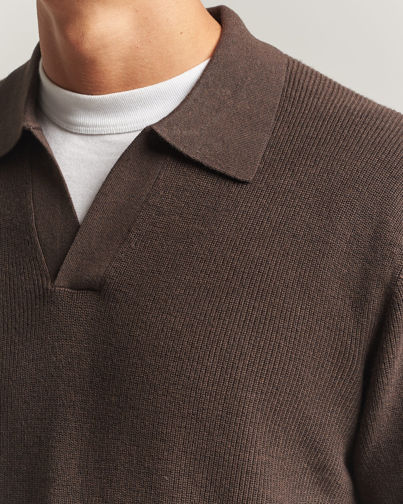 Herren | Pullover | NN07 | Hope Cotton/Cashmere Rib Knitted Polo Brown