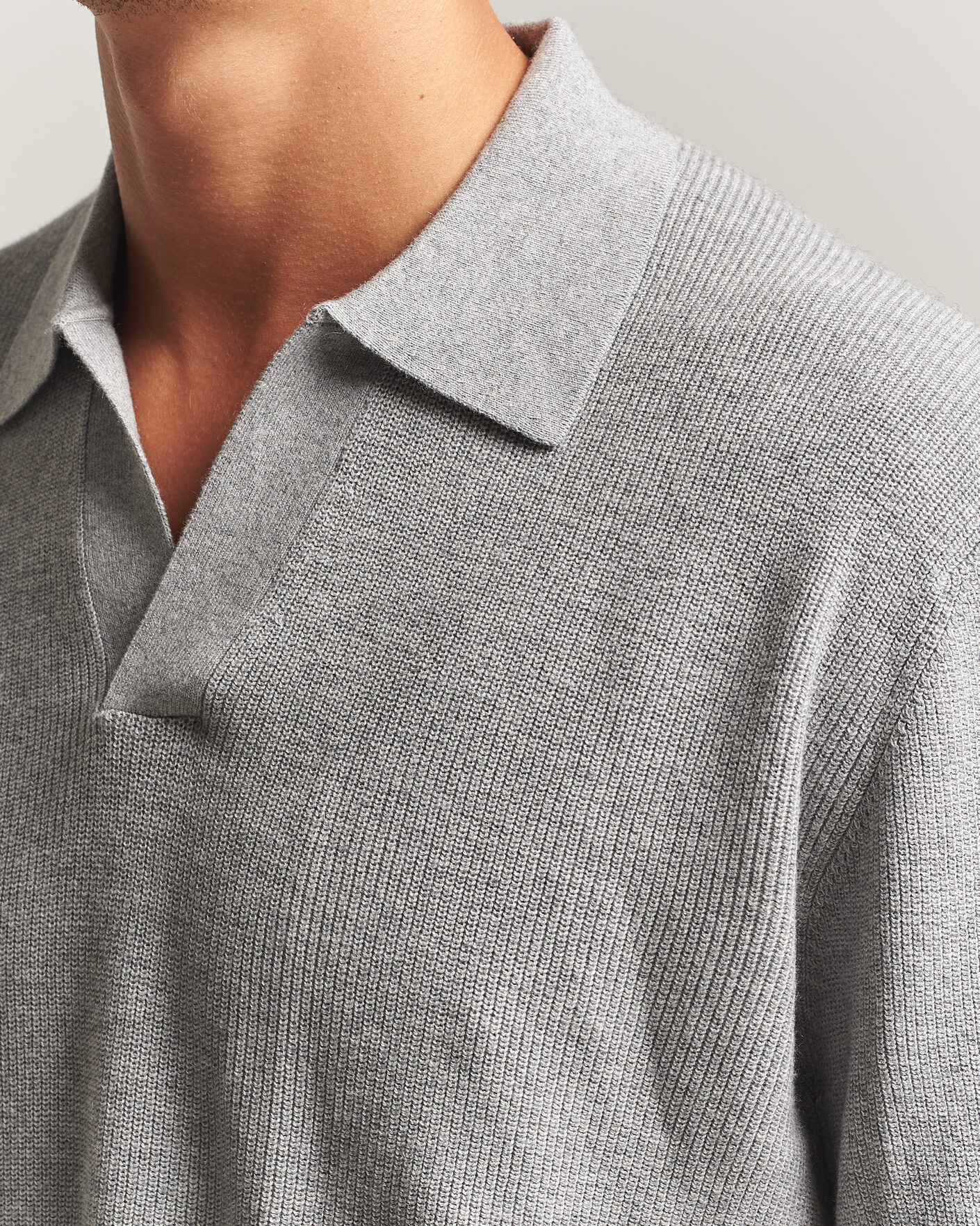 Herren | Pullover | NN07 | Hope Cotton/Cashmere Rib Knitted Polo Grey