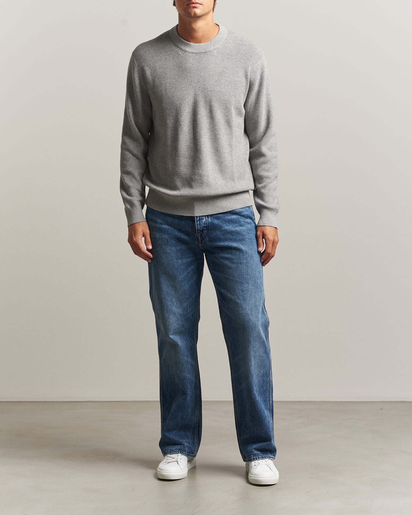 Herren | Pullover | NN07 | Hope Cotton/Cashmere Rib Knitted Sweater Grey