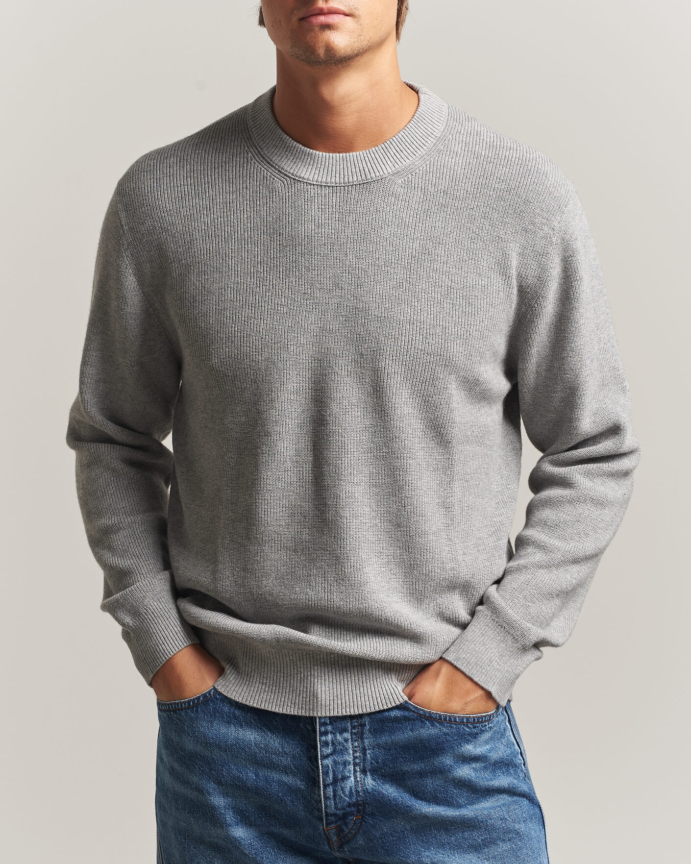 Herren | Pullover | NN07 | Hope Cotton/Cashmere Rib Knitted Sweater Grey
