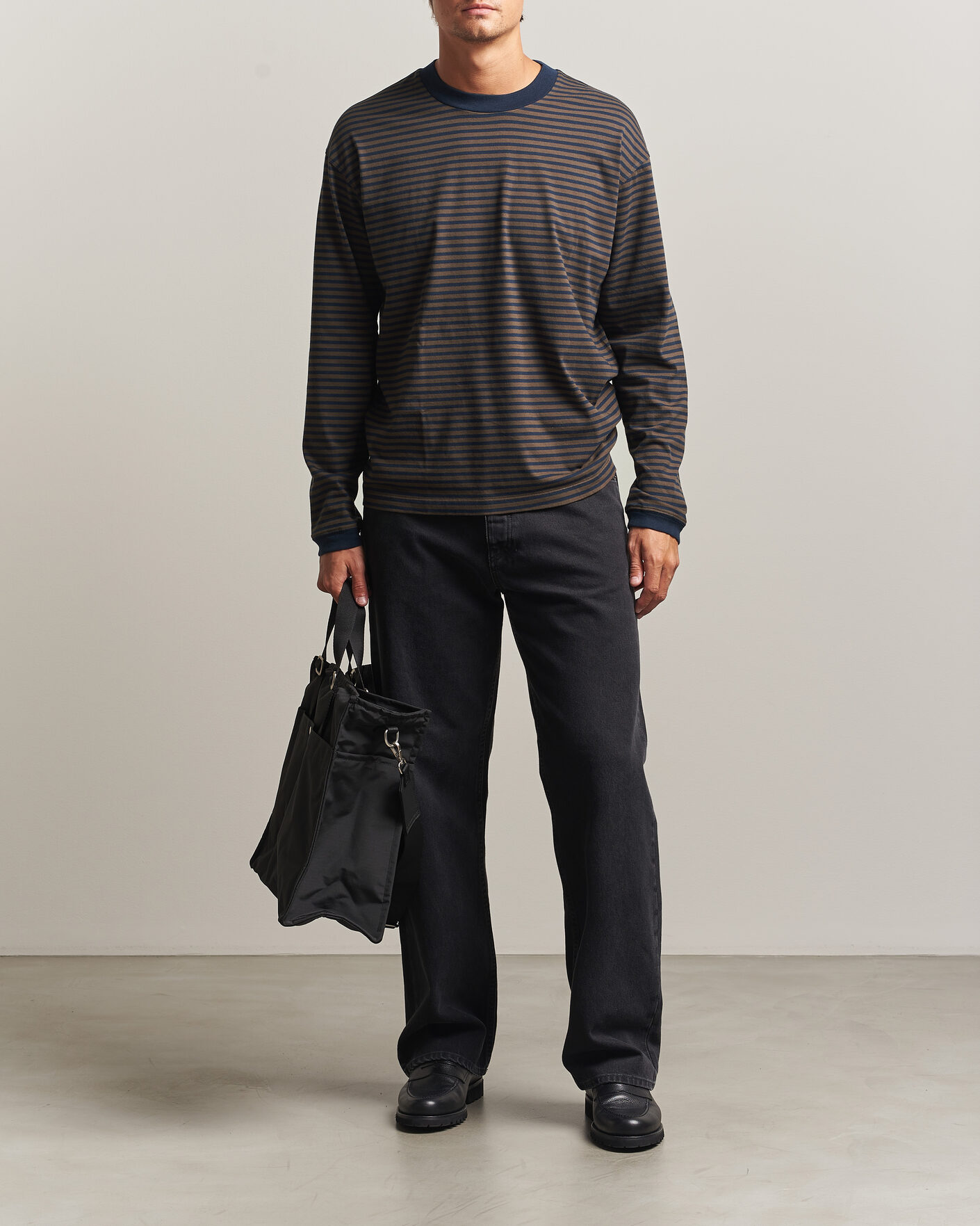 Herren | T-Shirts | NN07 | Lionel Striped Long Sleeve T-Shirt Navy/Brown