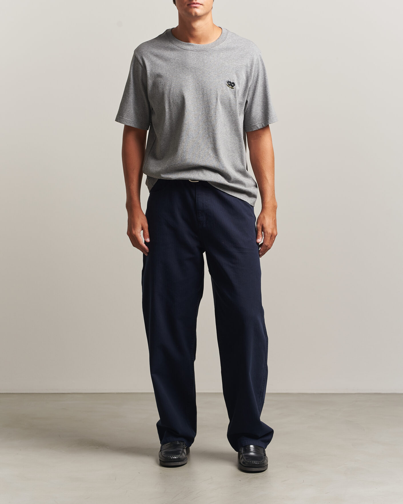 Herren | T-Shirts | NN07 | Jett Embroidered Crew Neck T-Shirt Grey Melange