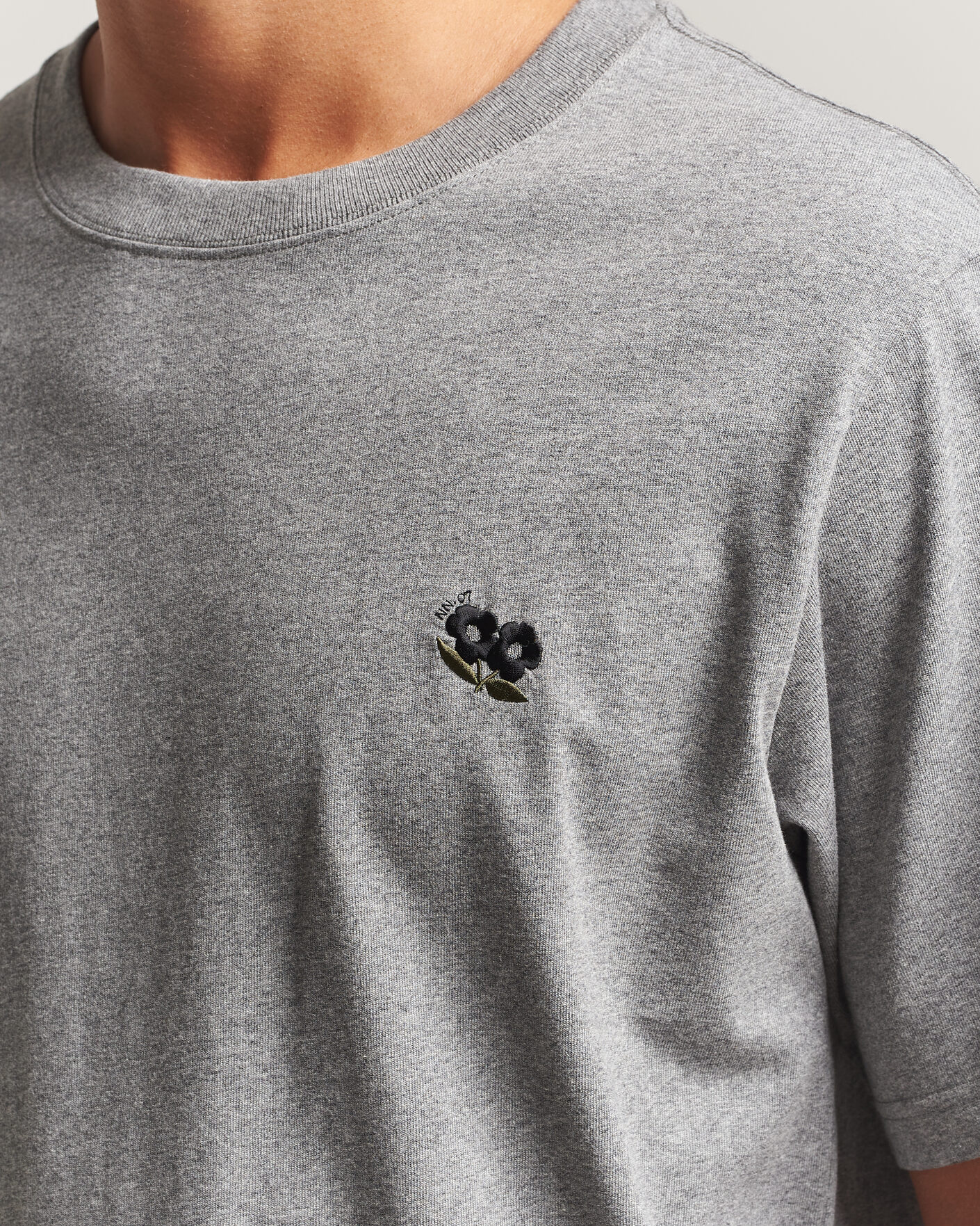 Herren | T-Shirts | NN07 | Jett Embroidered Crew Neck T-Shirt Grey Melange