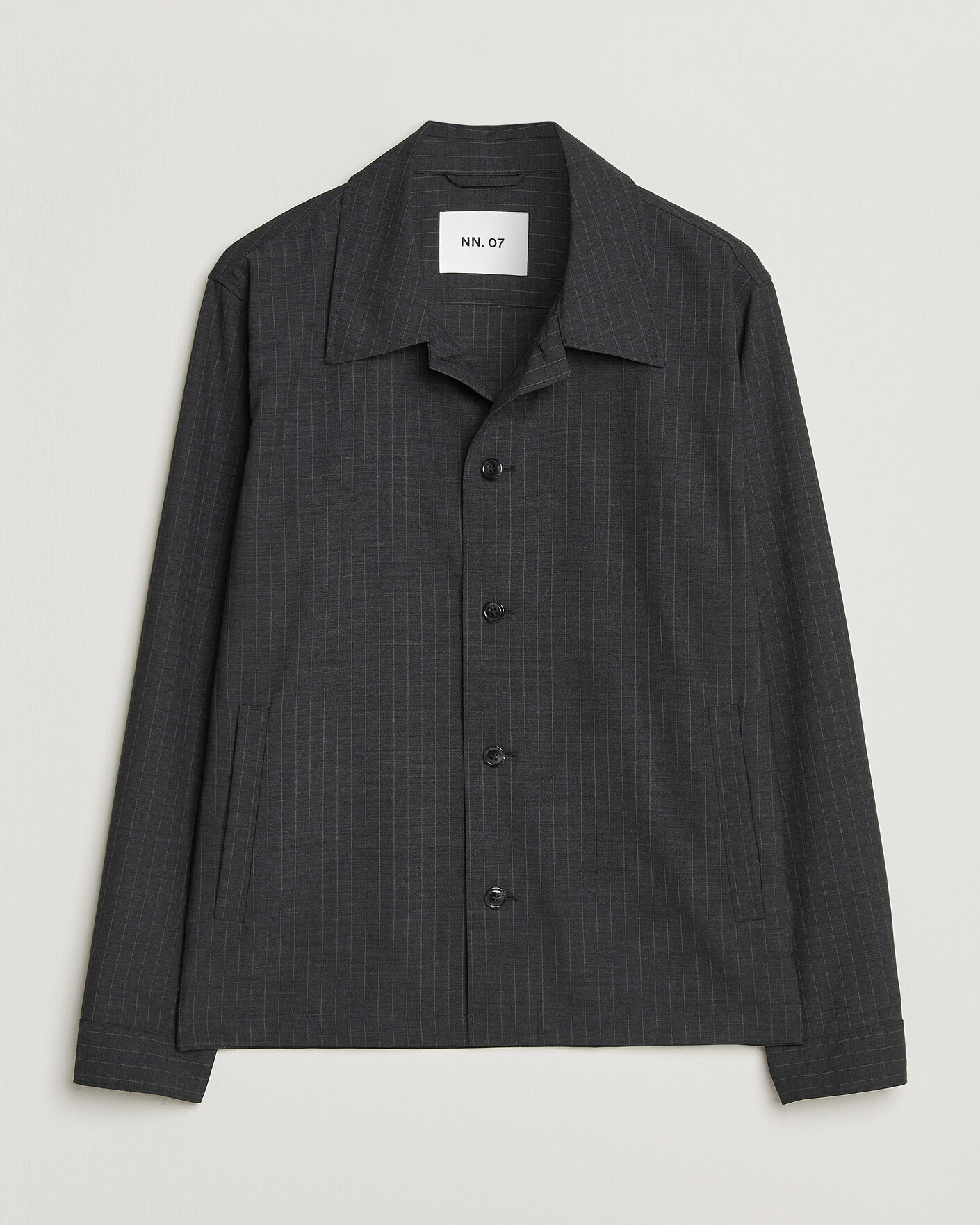 Herren | Hemden | NN07 | Zander Wool Pinstriped Overshirt Dark Grey