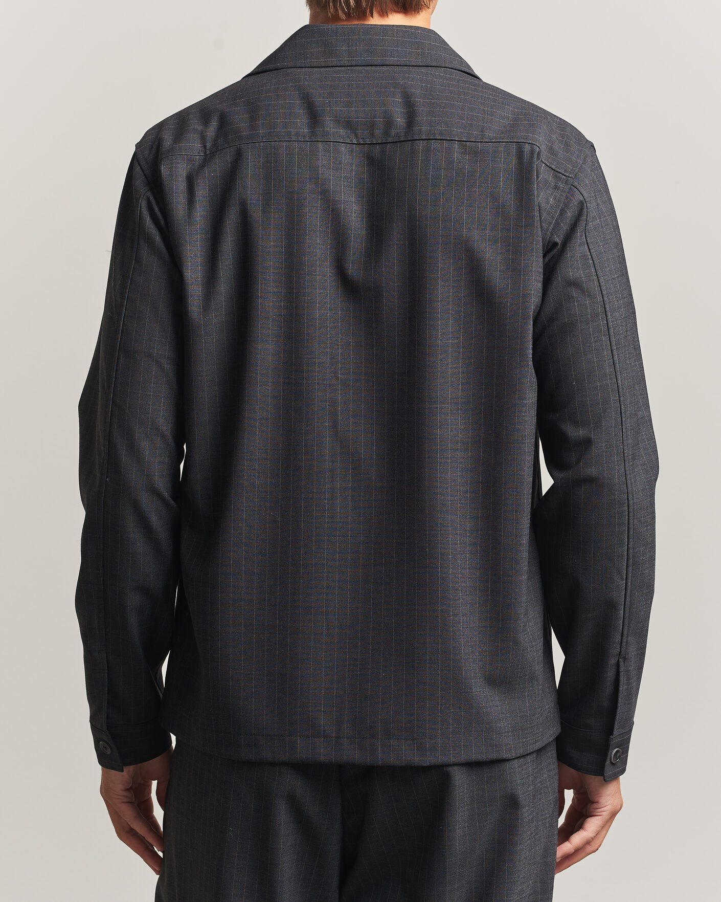 Herren | Hemden | NN07 | Zander Wool Pinstriped Overshirt Dark Grey