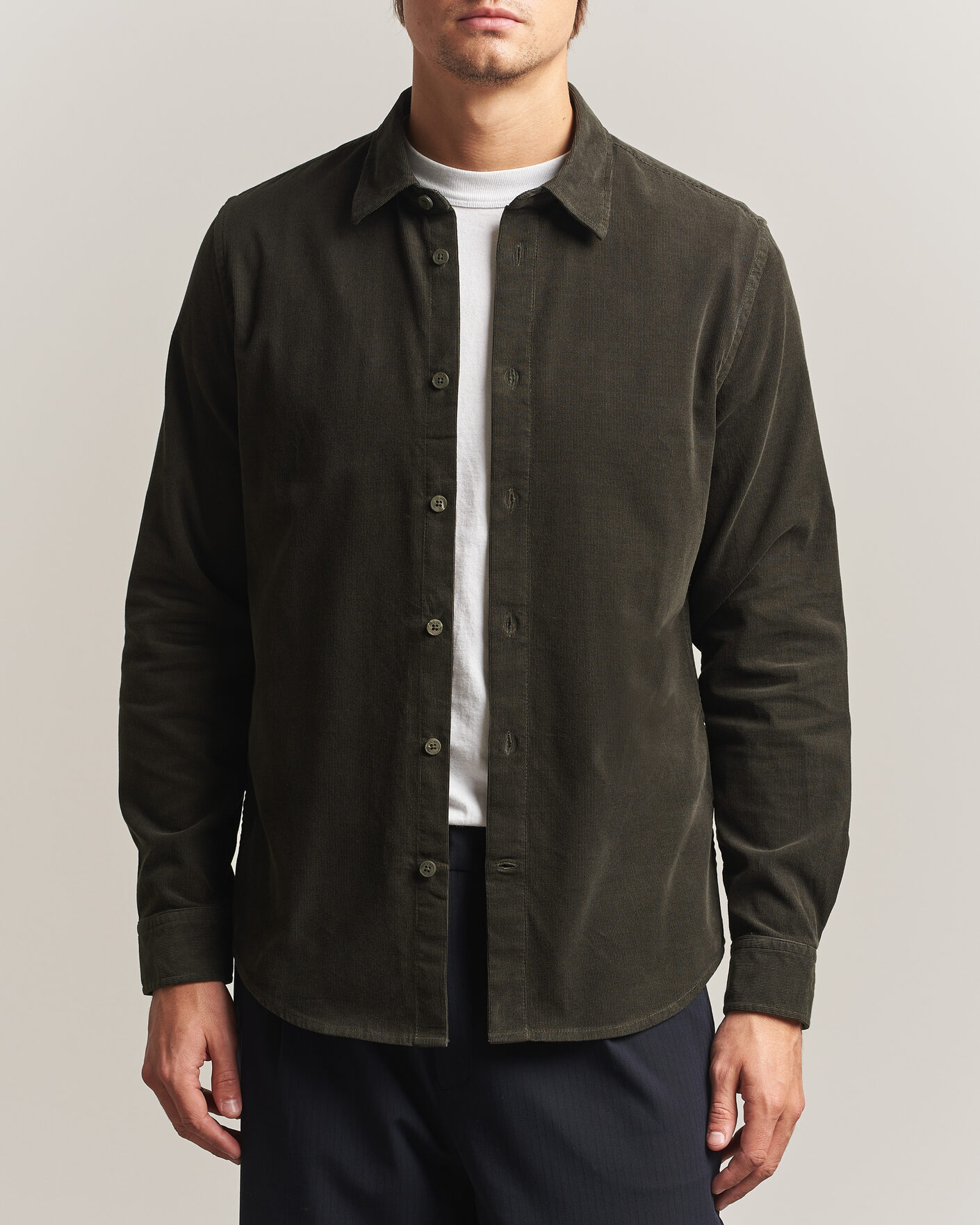 Herren | Hemden | NN07 | Asher Baby Cord Shirt Capers Green