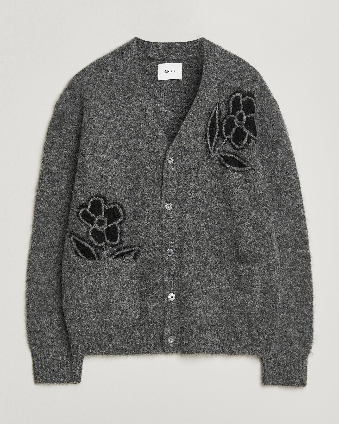 Herren | Pullover | NN07 | Kyle Alpaca Knitted Cardigan Dark Grey Melange