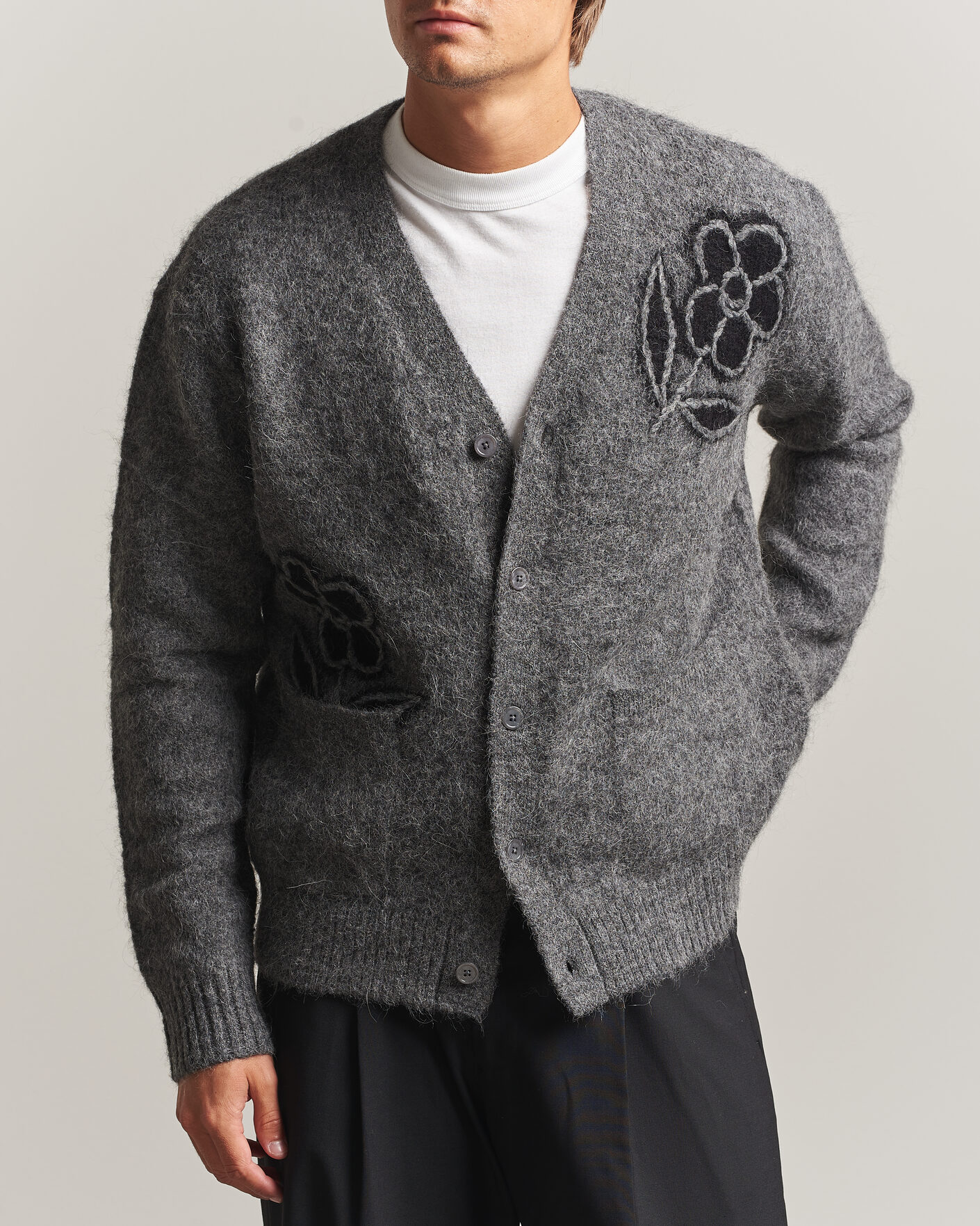 Herren | Pullover | NN07 | Kyle Alpaca Knitted Cardigan Dark Grey Melange