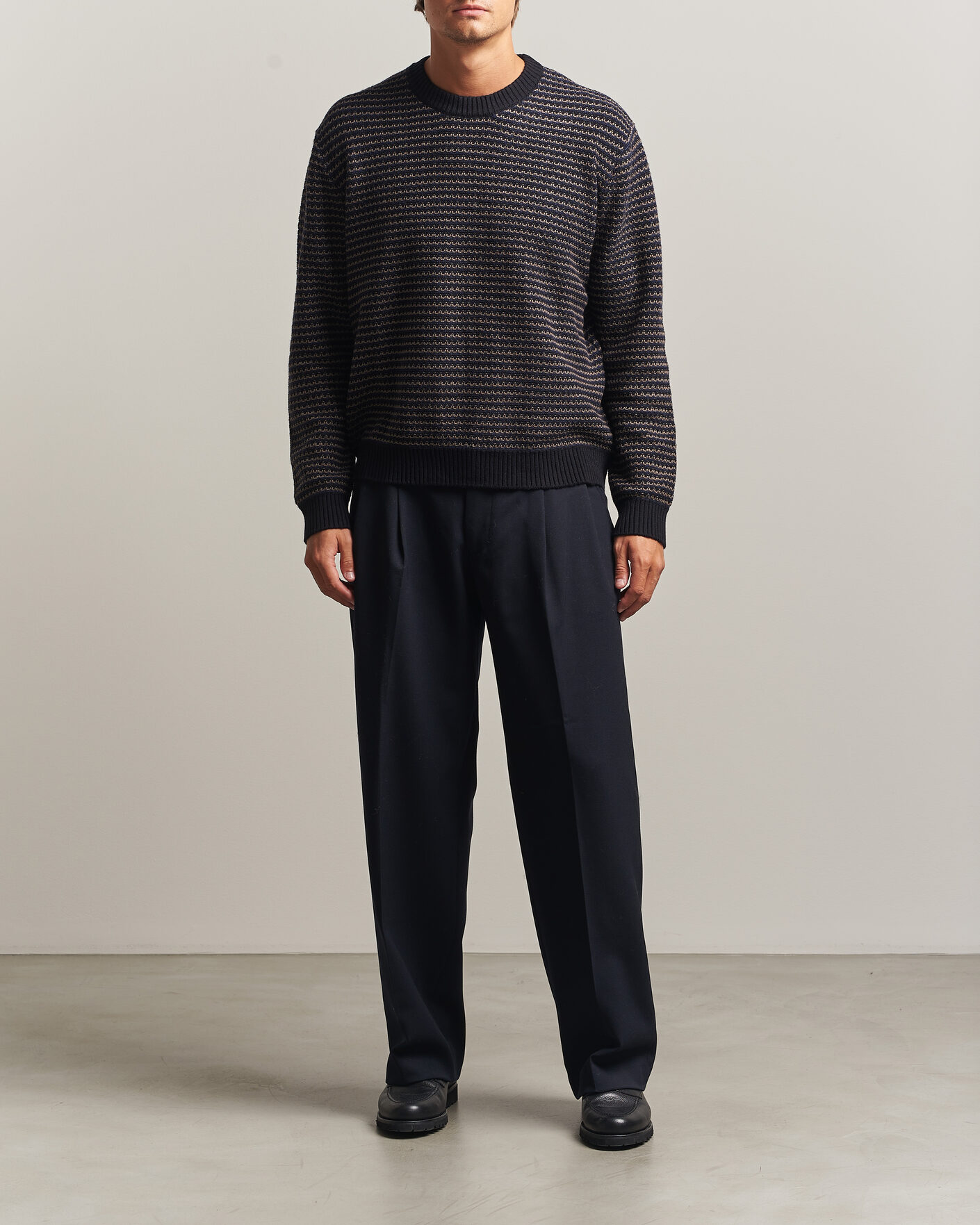 Herren | Pullover | NN07 | Russell Cotton/Wool Structured Sweater Navy Blue