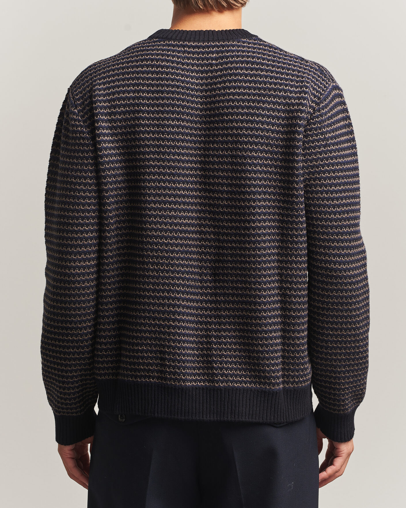 Herren | Pullover | NN07 | Russell Cotton/Wool Structured Sweater Navy Blue