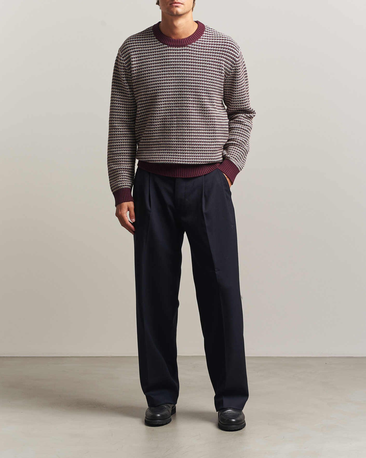 Herren | Pullover | NN07 | Russell Cotton/Wool Structured Sweater Winetasting