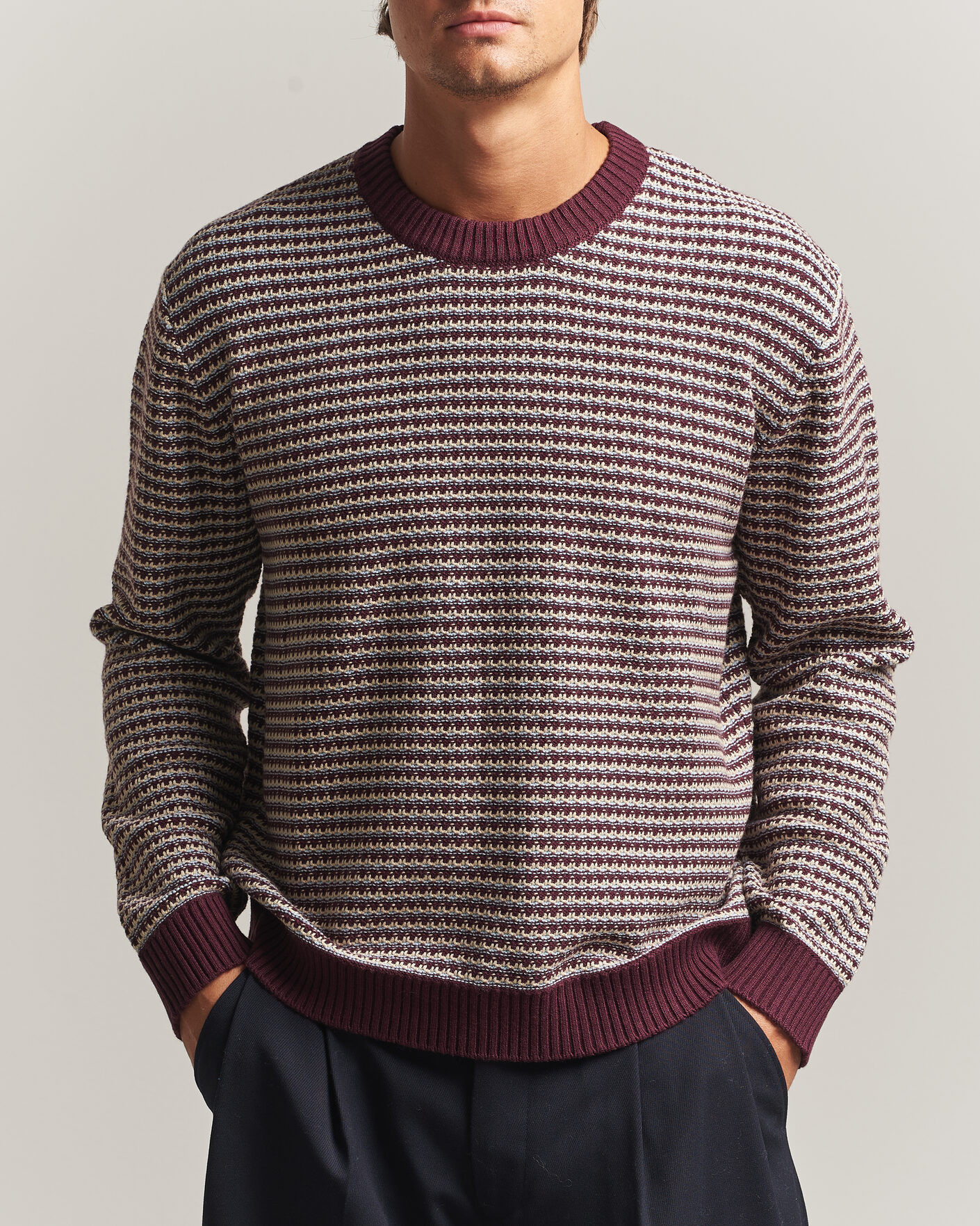 Herren | Pullover | NN07 | Russell Cotton/Wool Structured Sweater Winetasting