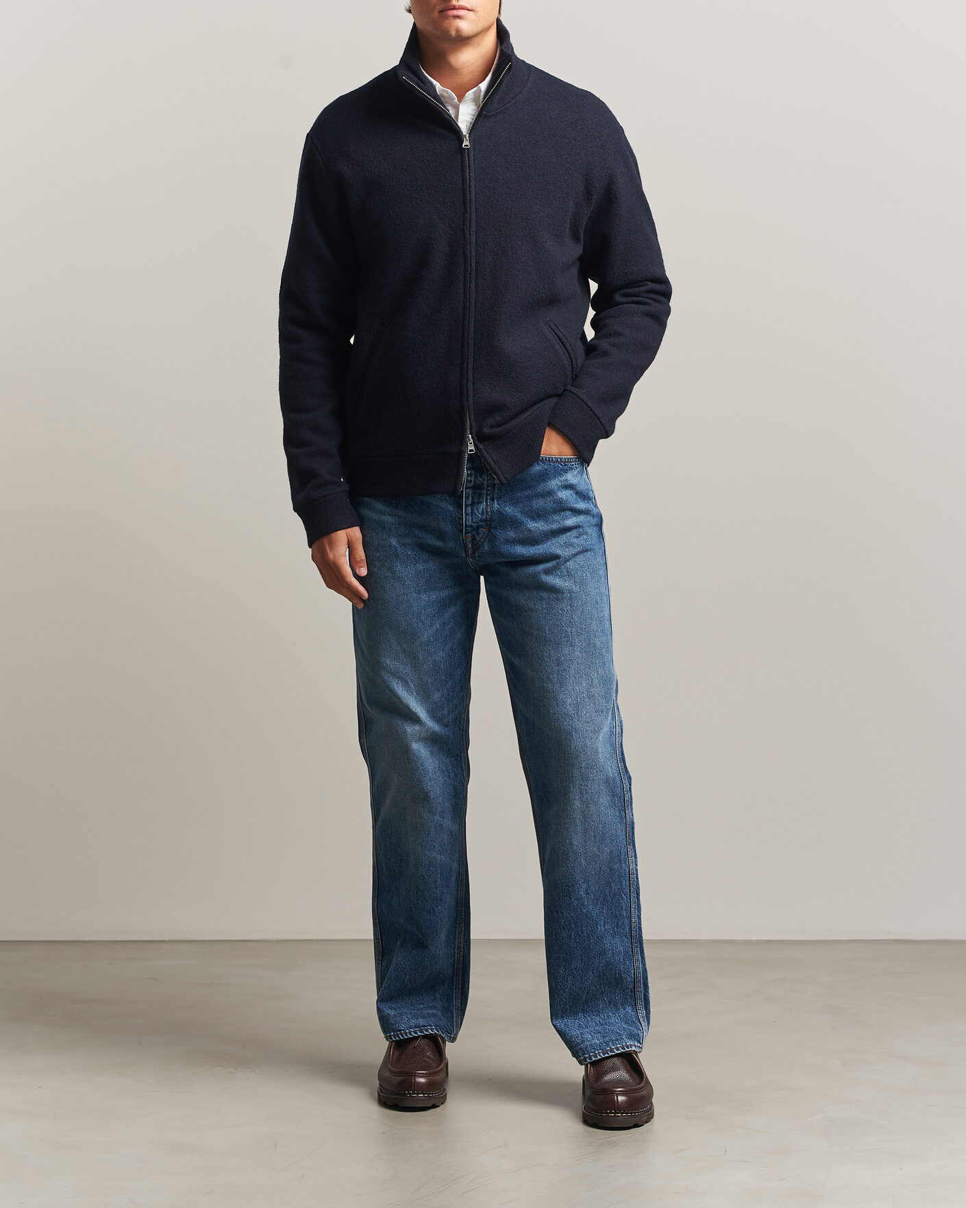 Herren | Pullover | NN07 | Soft Boiled Wool Full Zip Navy Blue