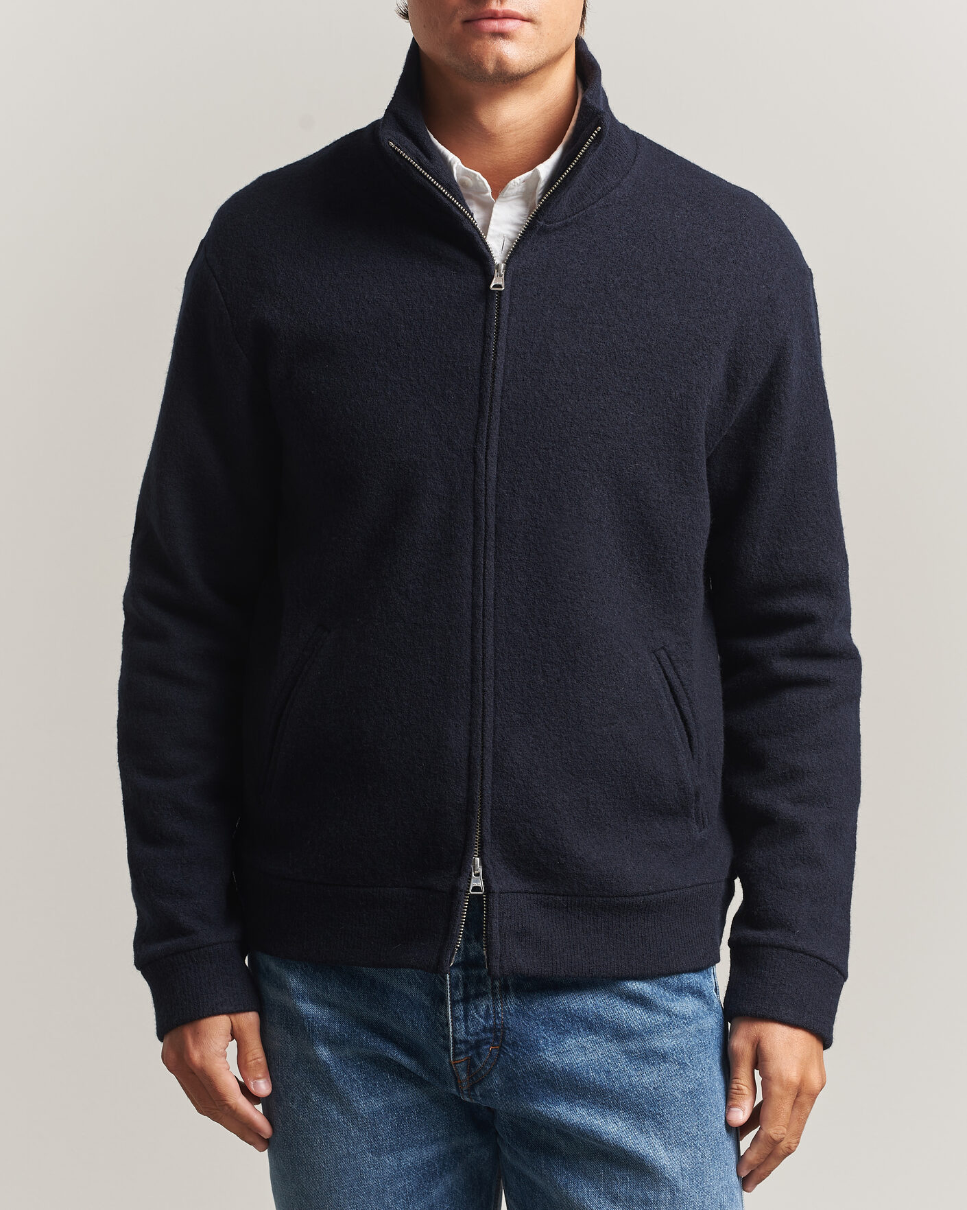 Herren | Pullover | NN07 | Soft Boiled Wool Full Zip Navy Blue