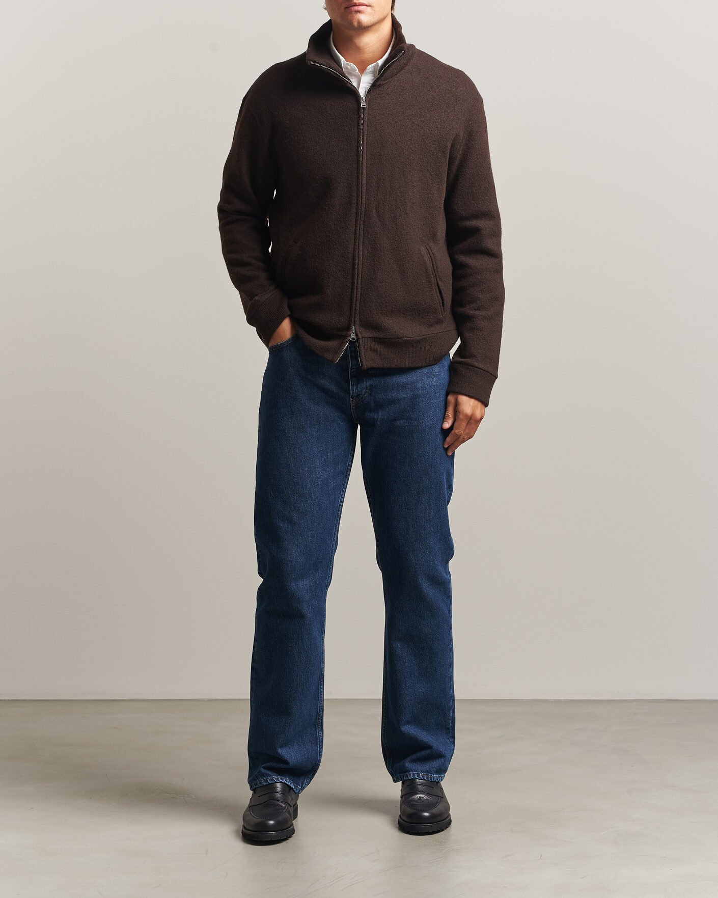 Herren | Pullover | NN07 | Soft Boiled Wool Full Zip Deep Truffle