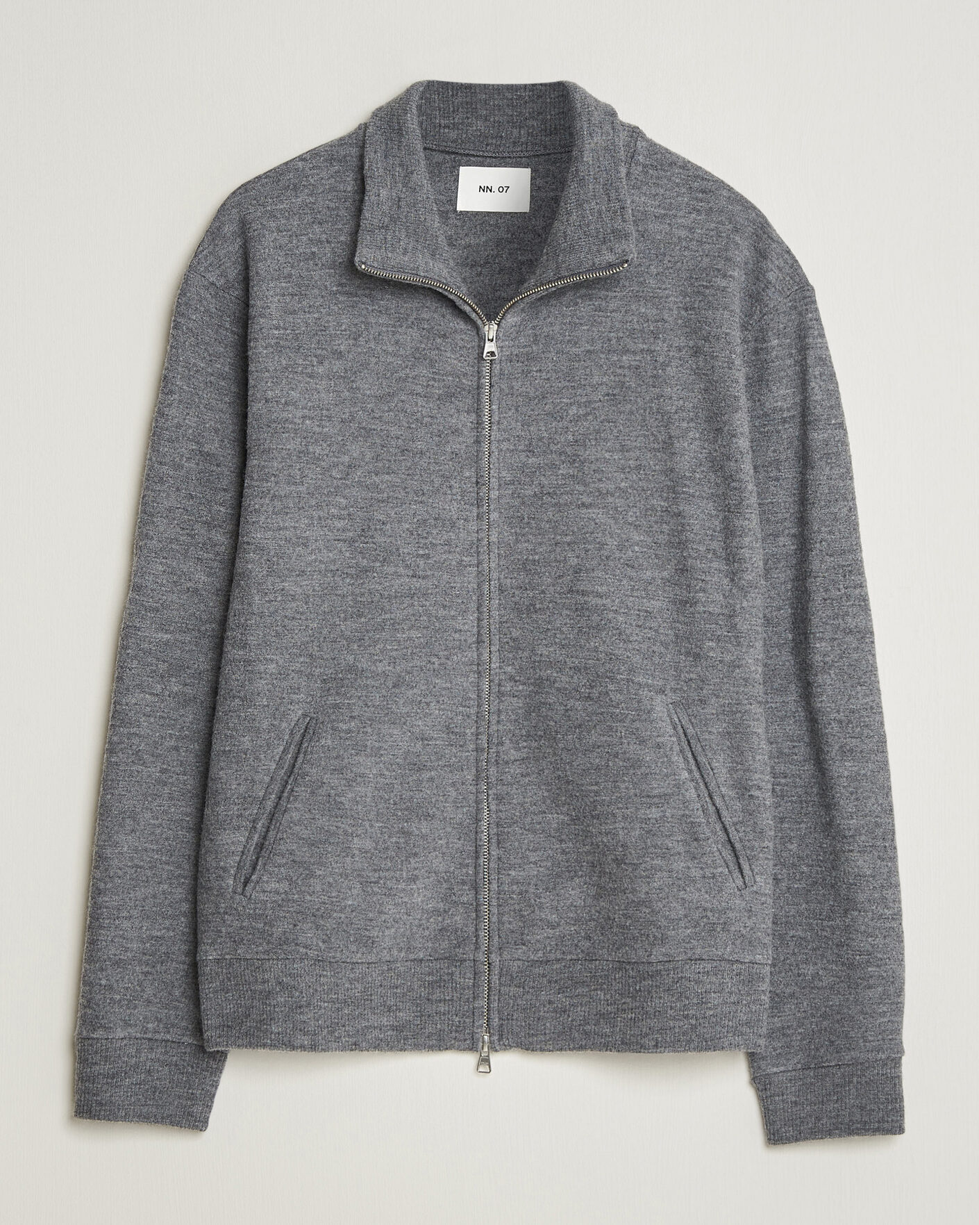 Herren | Pullover | NN07 | Soft Boiled Wool Full Zip Dark Grey Melange