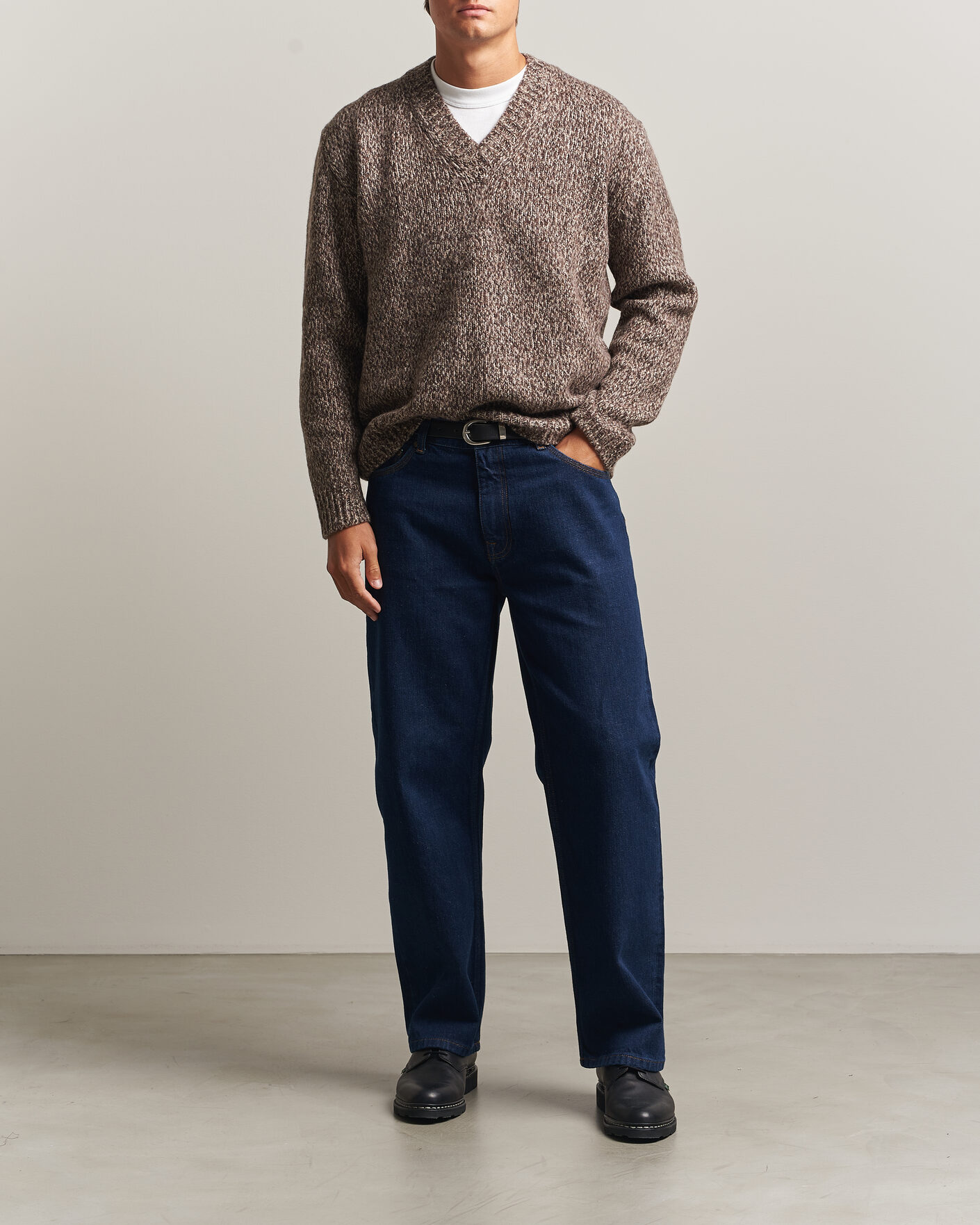 Herren | Pullover | NN07 | Flint Wool Knitted V-Neck Deep Truffle
