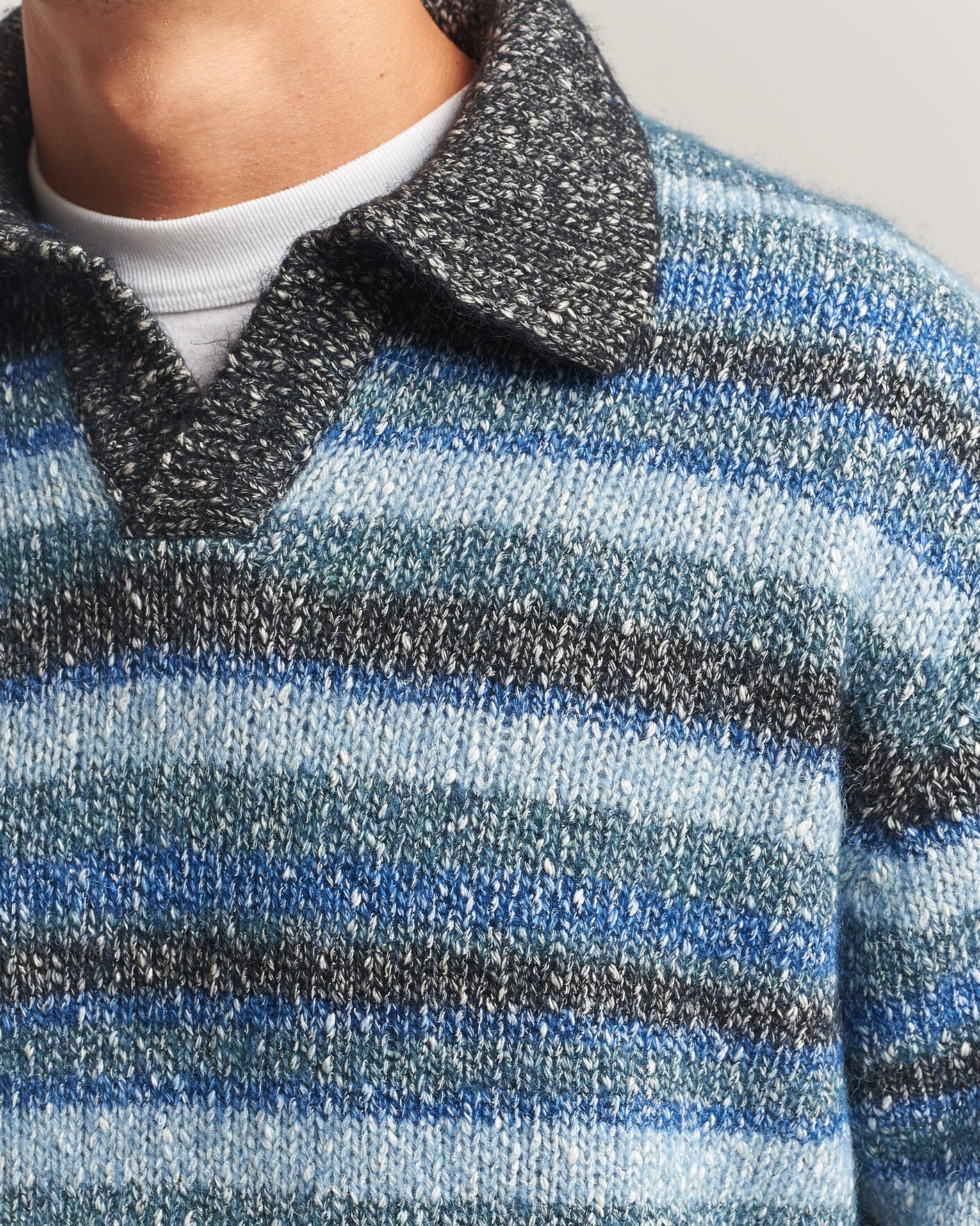 Herren | Pullover | NN07 | Erling Striped Knitted Polo Navy Multi
