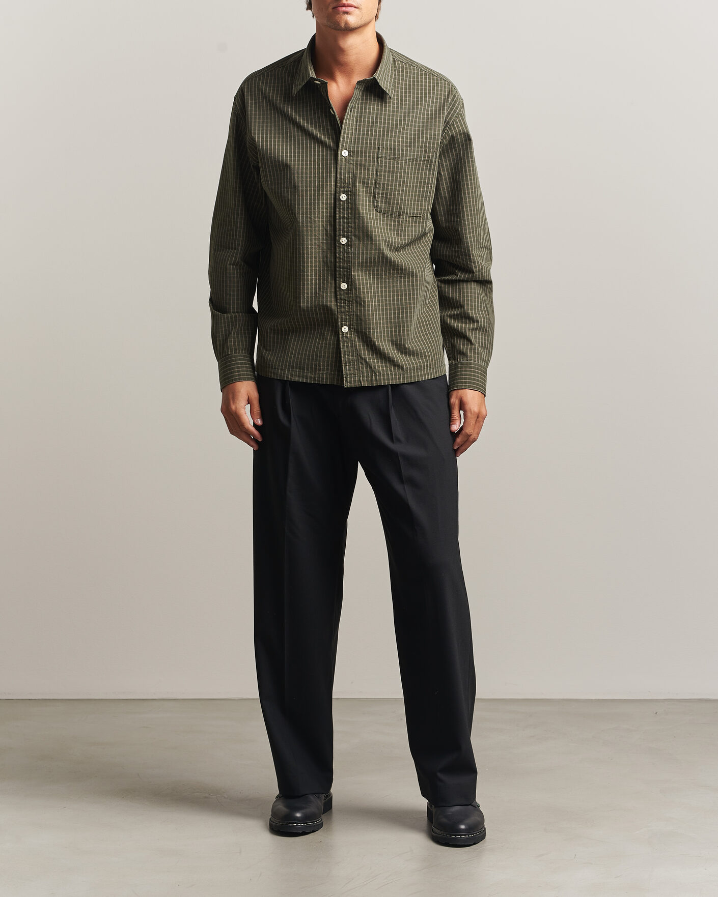 Herren | Hemden | NN07 | Deon Peached Cotton Checked Shirt Green